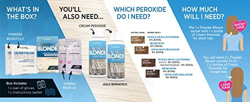Colour Freedom Blonde Ultra high lift Hair Bleach powder and White Blonde Neutralising Toner pack. Up to 9 levels of lift, By Knight & Wilson - Image 8