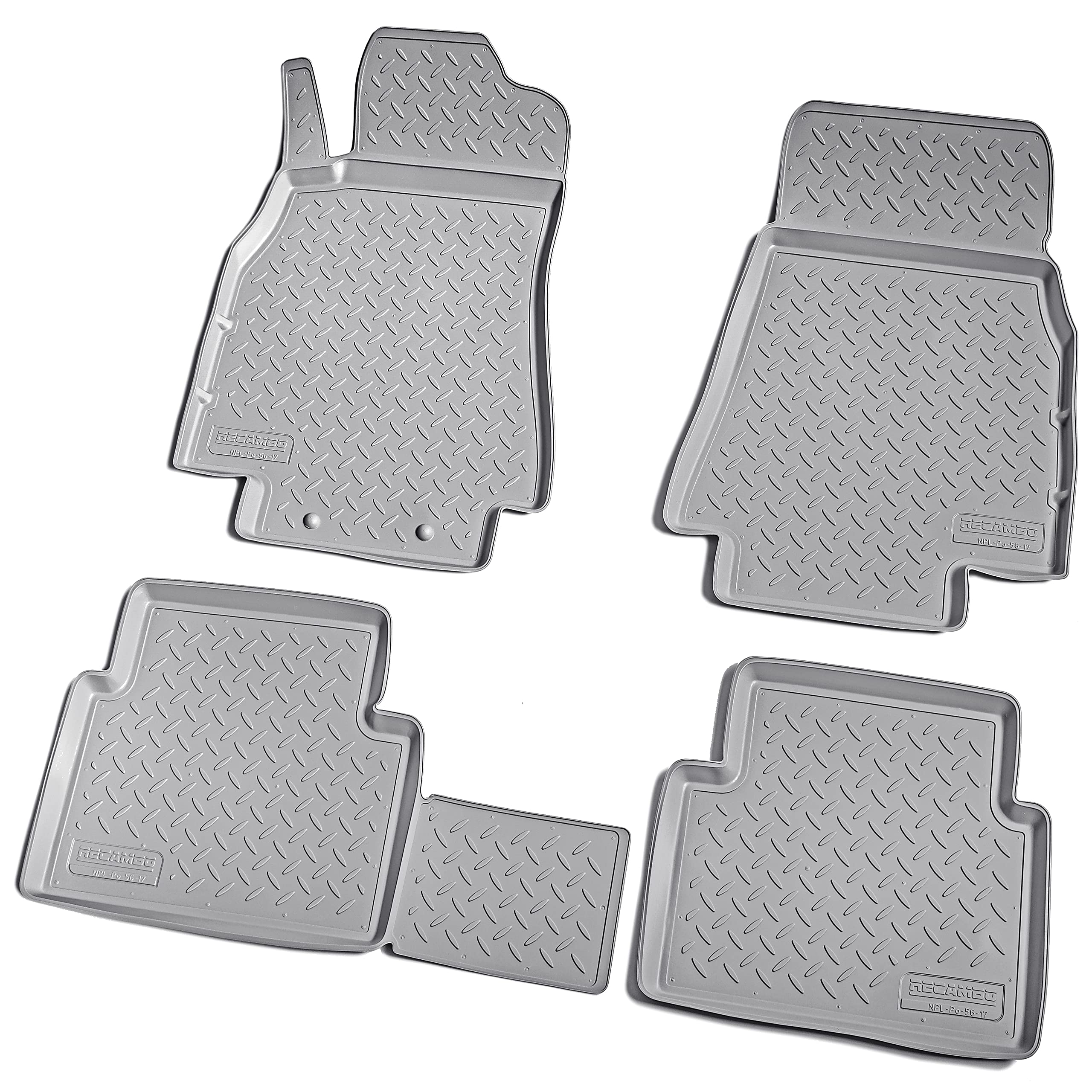 Recambo Tappetini in gomma 3D compatibili con Mercedes Classe A | W169 | 2004 2012 | Tappetini in gomma | su misura | con bordo | grigio
