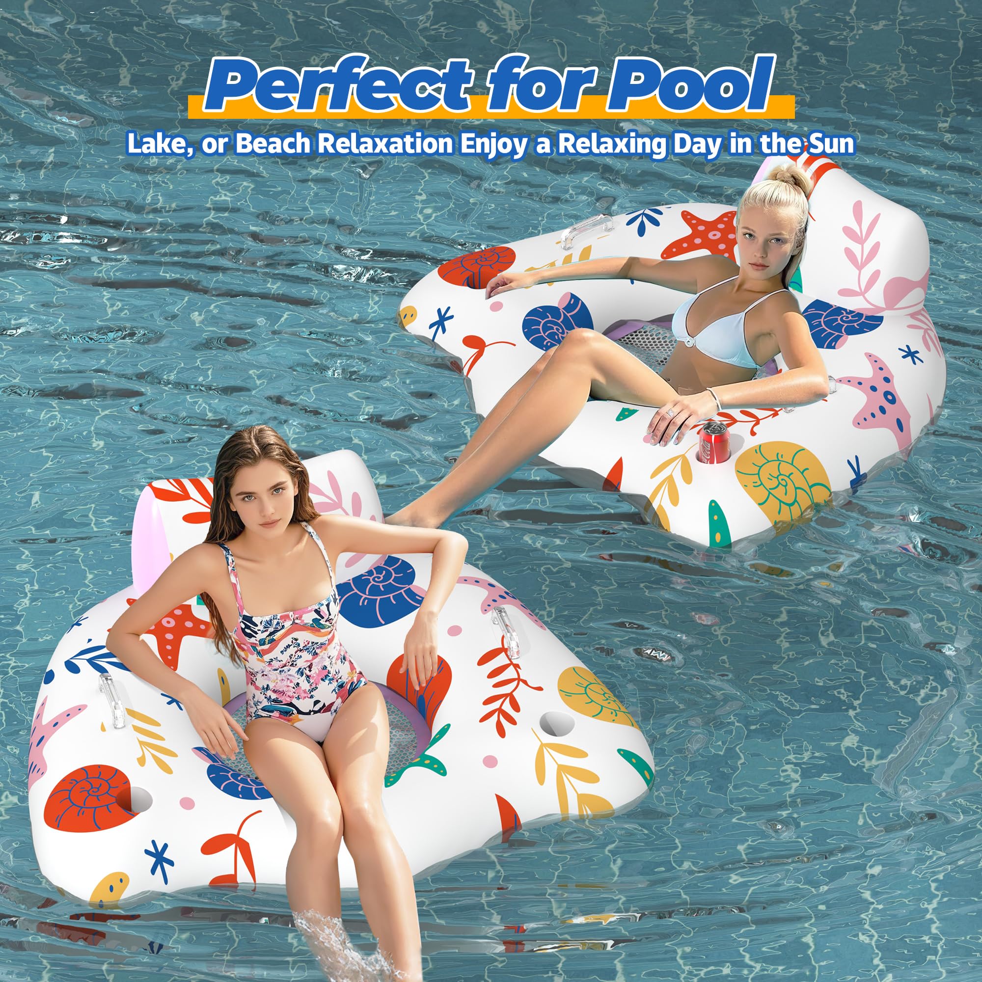CACSPS Sillas flotadoras de piscina para adultos, (rosa, 2 paquetes)