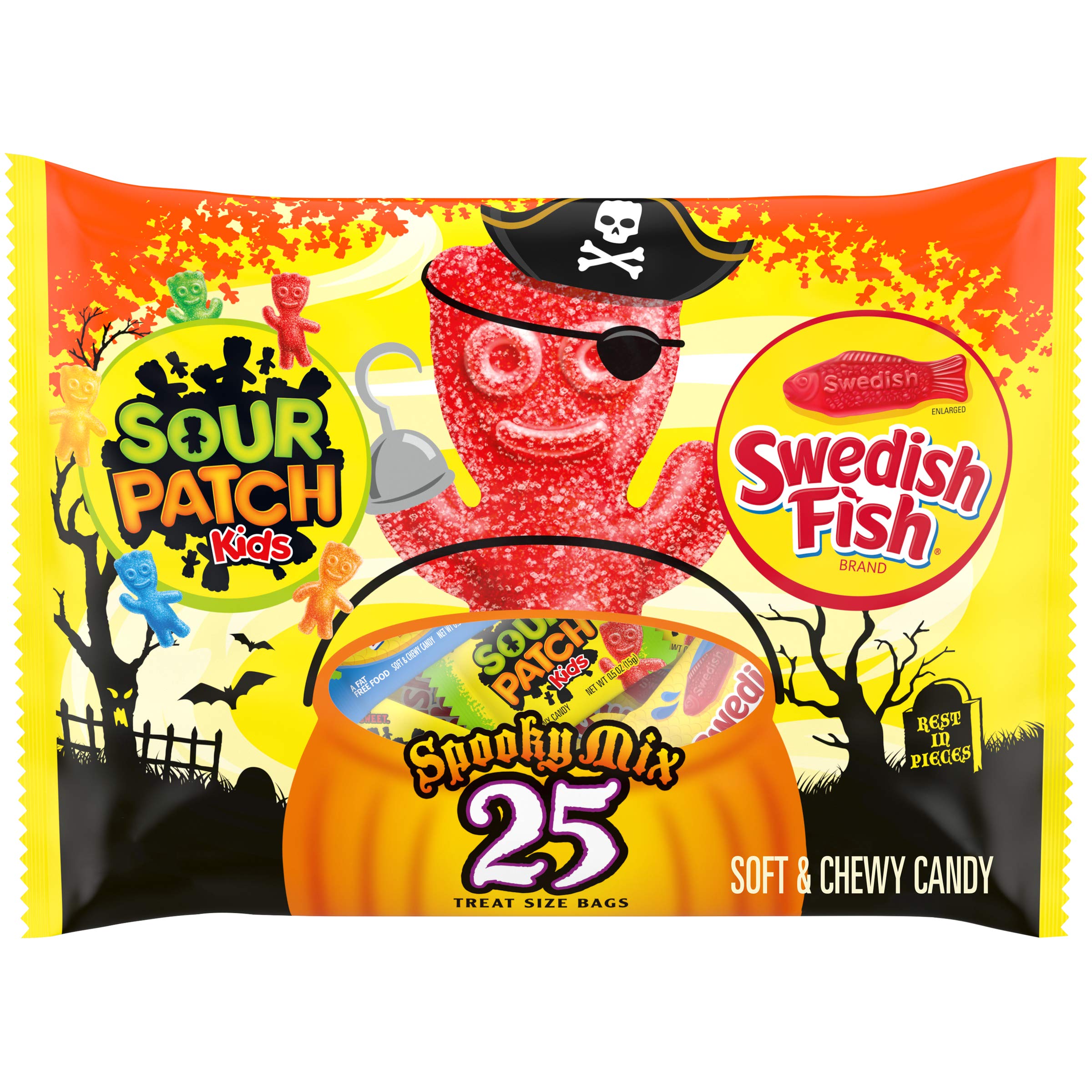 Sour Patch Kids Original SOUR PATCH KIDS & SWEDISH FISH Halloween Candy (25 Count), Variety Pack