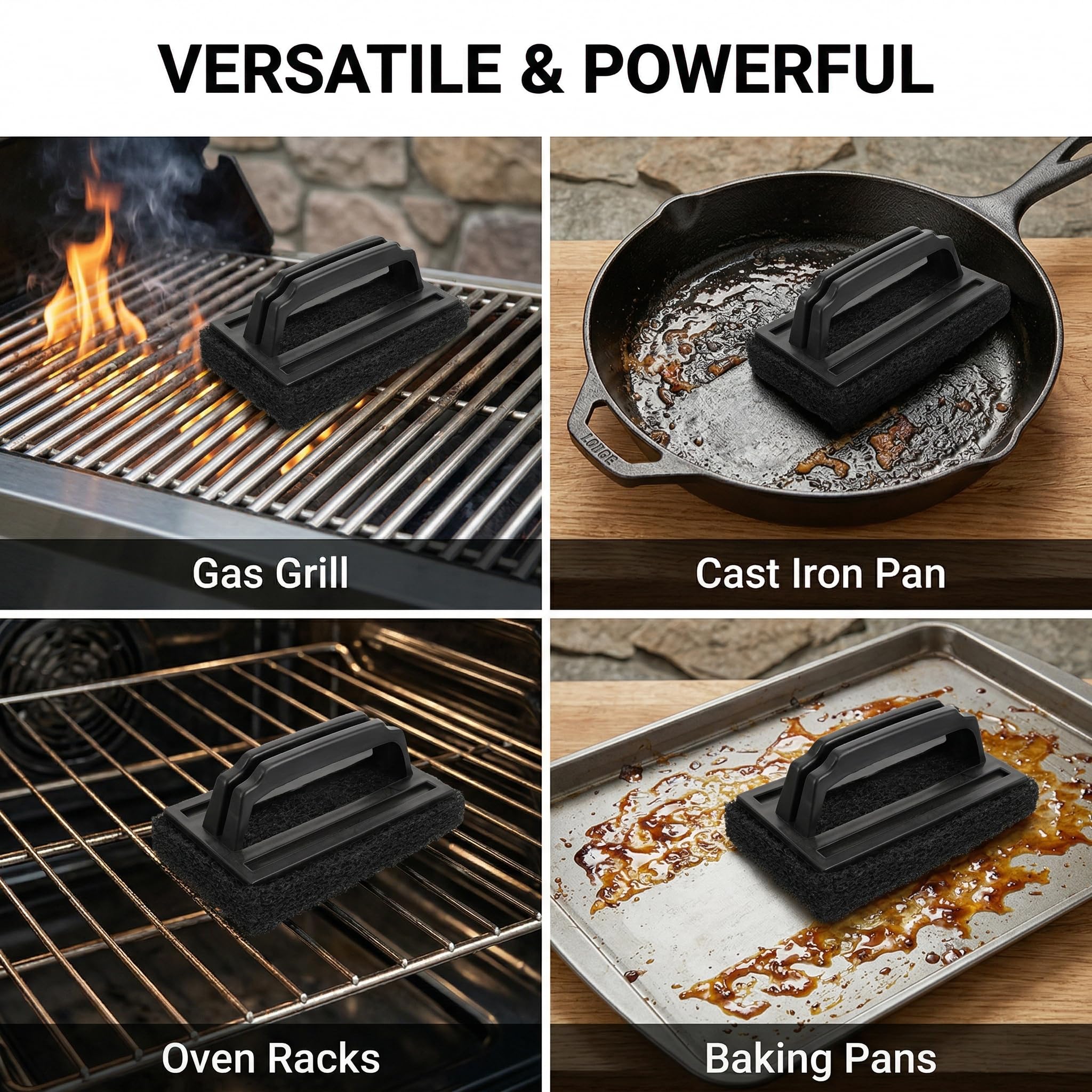 Yardwe Lot de 3 brosses de Nettoyage pour Barbecue - Poignée Ergonomique - Nettoyage Efficace pour Barbecue à gaz et Cuisine - Idéal pour la saleté et la Rouille