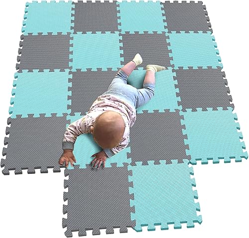 Miniatura 1 de MQIAOHAM - Tapetes de juego para bebe, tapete de espuma, rompecabezas, ejercicio, hogar, equipo de gimnasio, juguete suave para bebe, verde gris