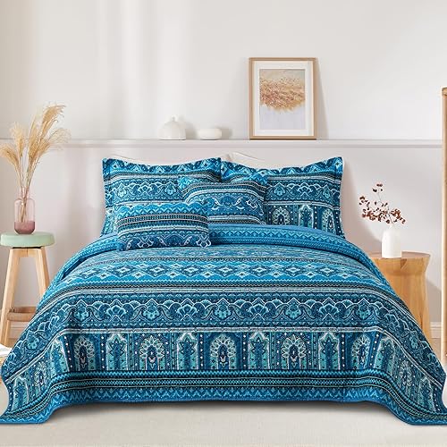 TWINRUN Cotton Quilts King Size, 3 Pieces King Quilt Bedding