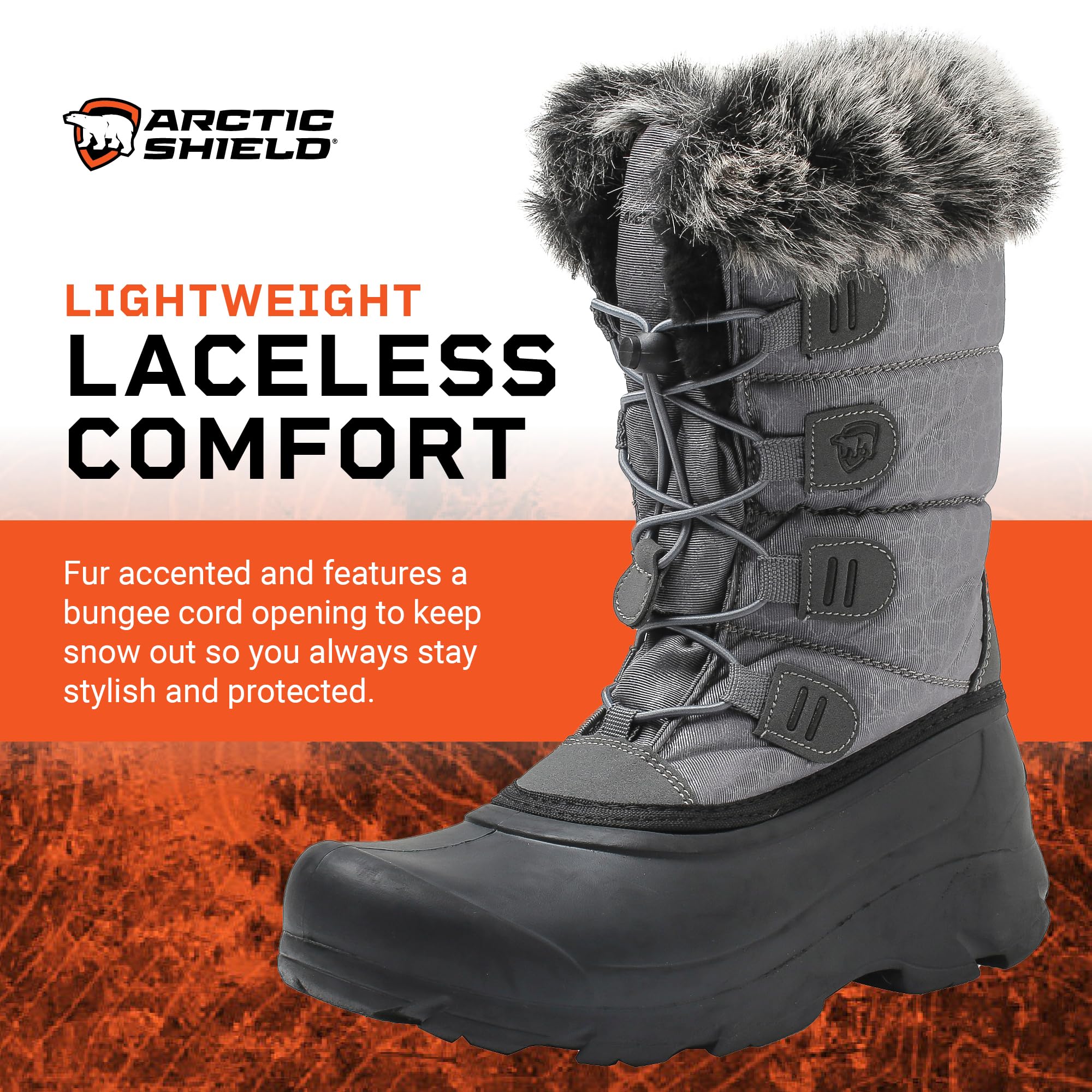 ArcticShield Polar Fur Accented Womens Winter Boots for Women with Heat Retain Technology - Warm Waterproof Insulated Snow Boots Rated to -20° F