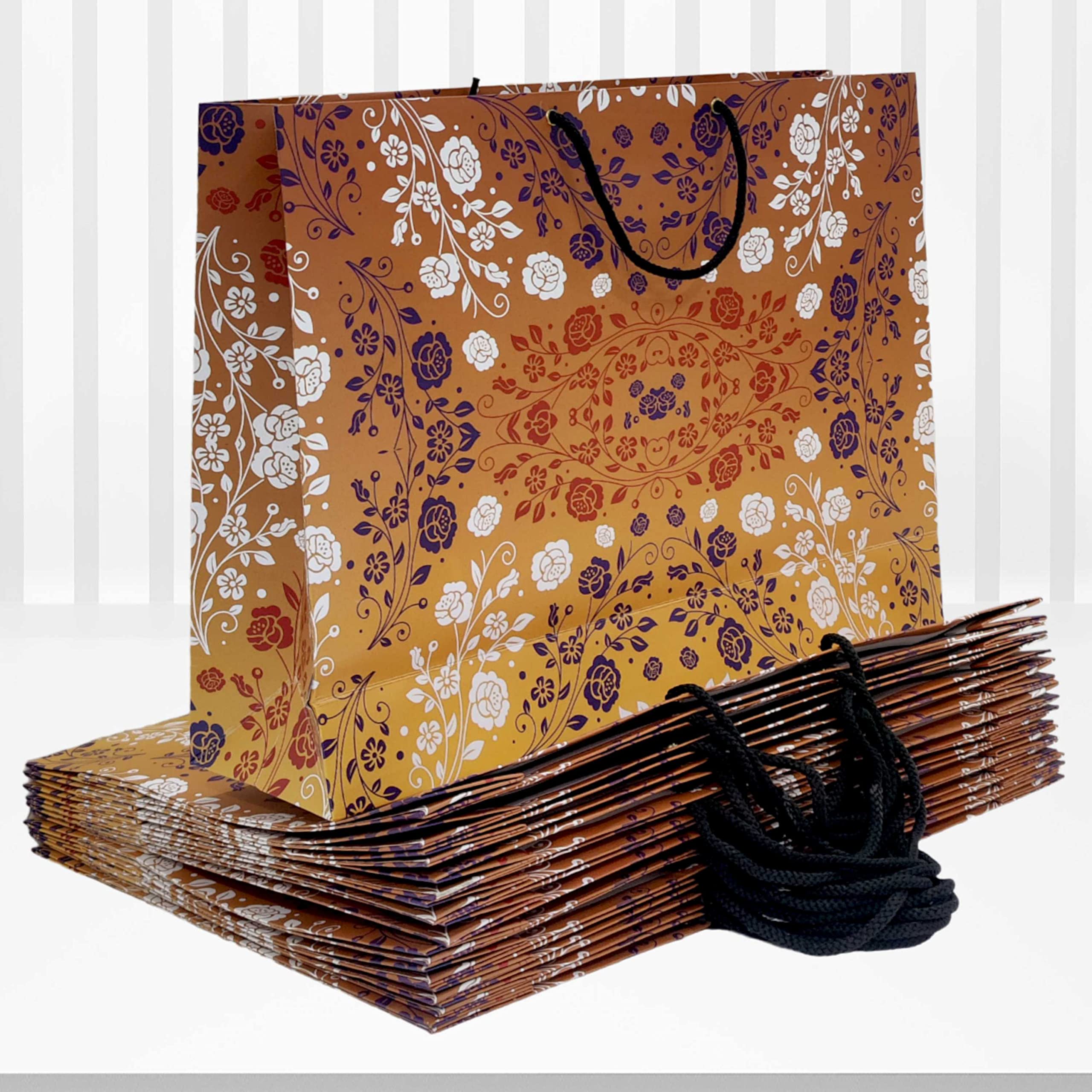 Pb PapyrusBolsys Paper Bags Floral Design Large Size Brown Pack of 12 (B0BVFPZD45) Amazon Price History, Amazon Price Tracker