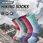 Anlisim Merino Wool Hiking Socks for Women Thermal Winter Warm Boot Work Cushion Socks 5 Pairs