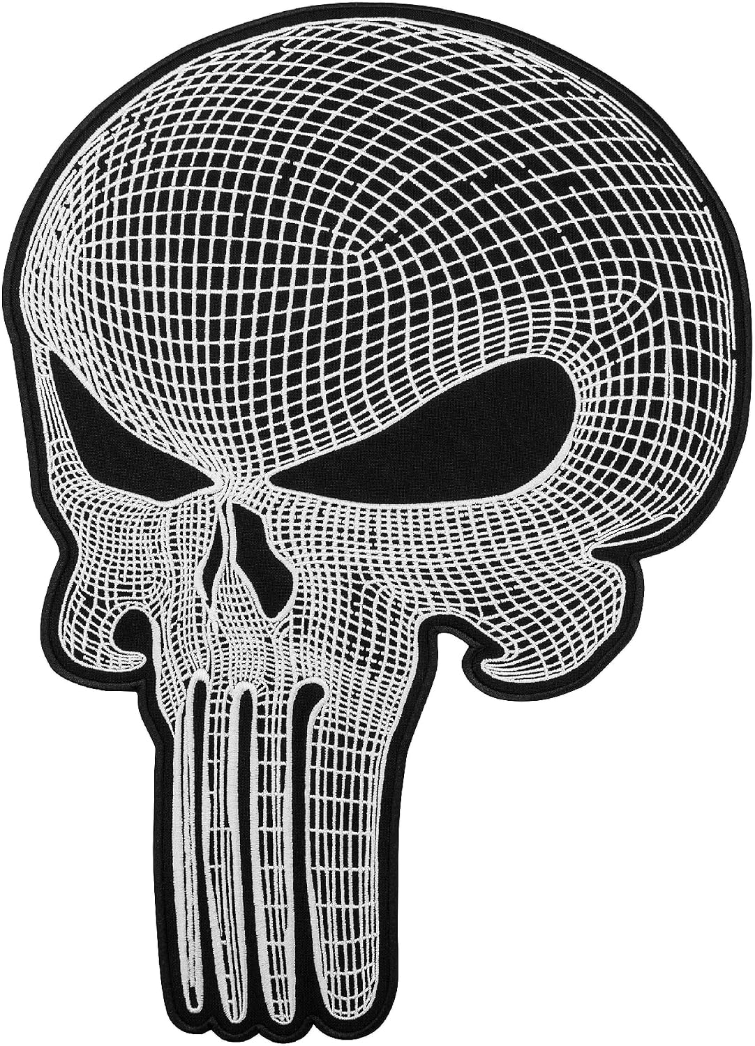 3D Skull Large Patch - Military Danger Emblem -Embroidered Iron On - 10 x 14 inches