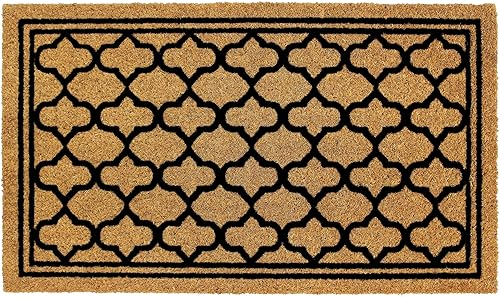 Miniatura 1 de Tapete de bienvenida  Tapete antideslizante que atrapa la suciedad, con estampado de azulejos de cheurón, tapete de fibra de coco  Tapete de bajo