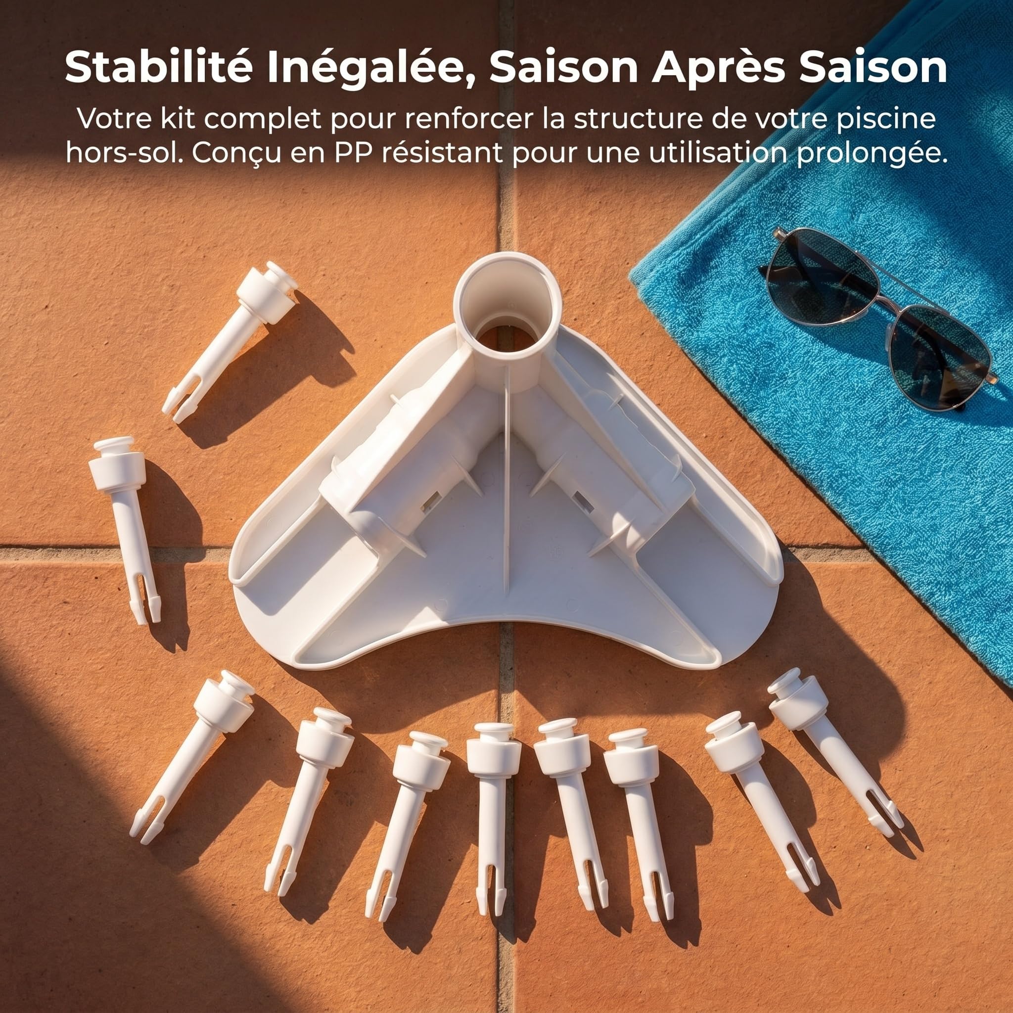 Milageto Piscoir du Support de Pièce de Remplacement,Connecteur d'angle du Cadre de Piscine, Adaptateur Facile à Installer, Support du Cadre de Piscine, Matériel de Joint d'angle avec 10 Clous