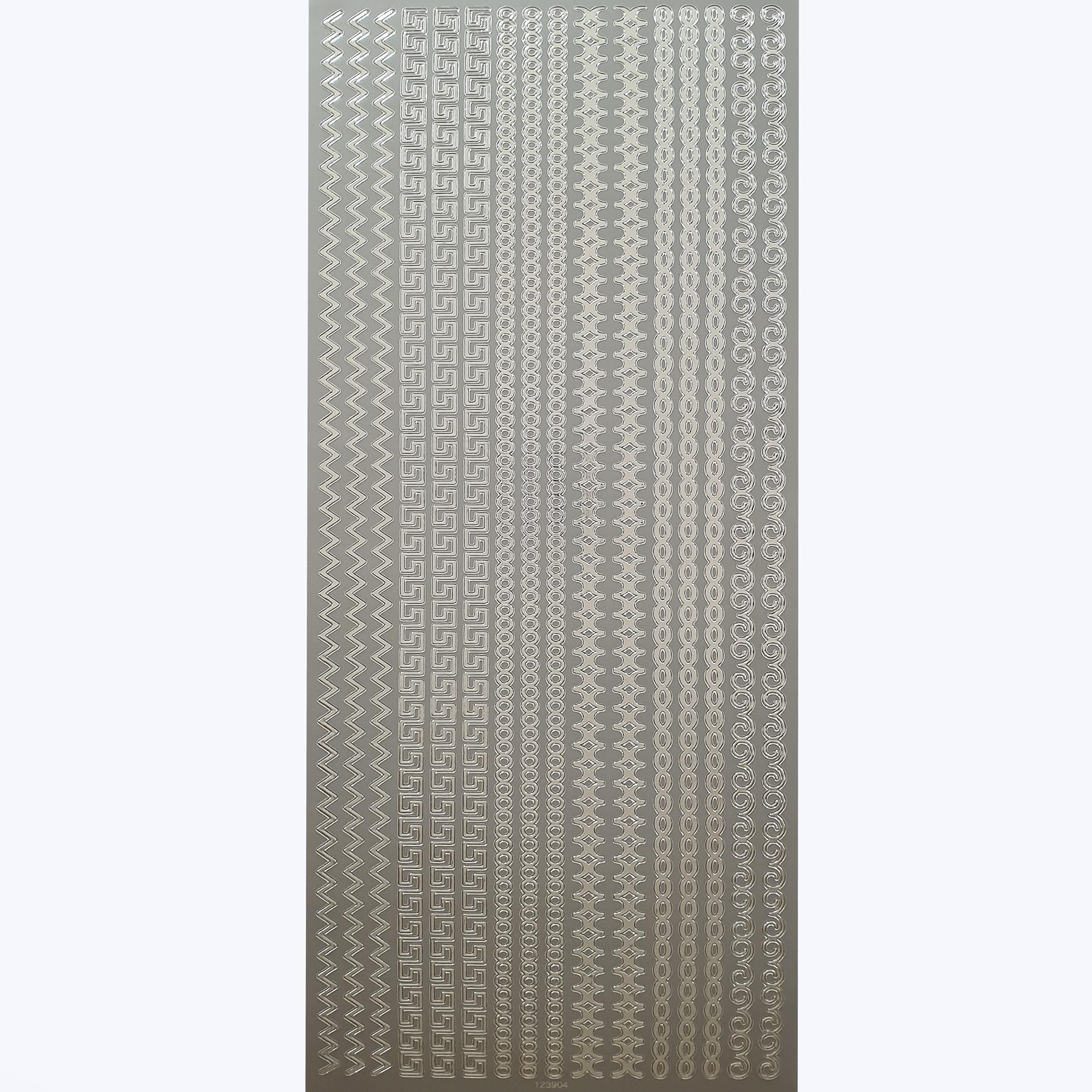 Pebble Eleven Assorted,Silver Assorted Border Craft Stickers - Self Adhesive Outline Edge Trim For Card Making, 24 X 10 X 1 Cm (Assorted Silver)