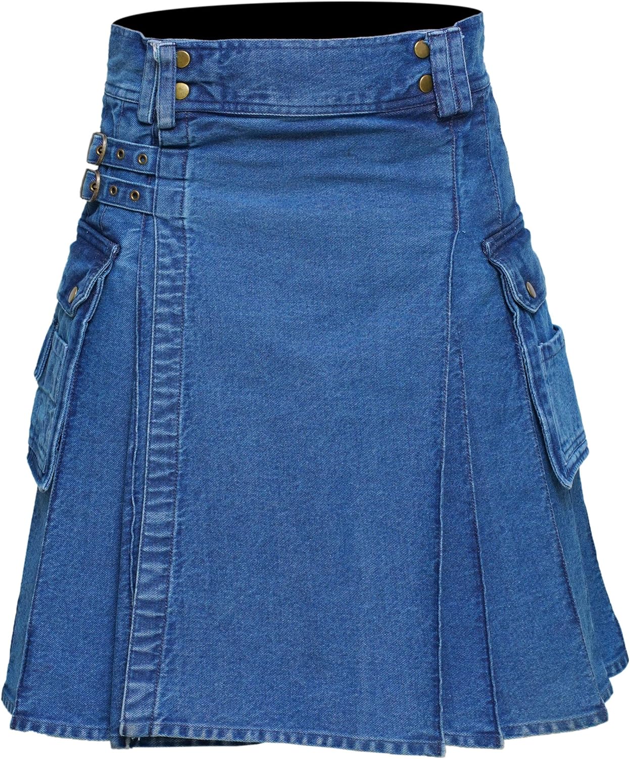 Men's Deluxe Utility Denim Kilt - Modern Utility Kilt for Men, Authentic Jean Kilts with Tactical Style