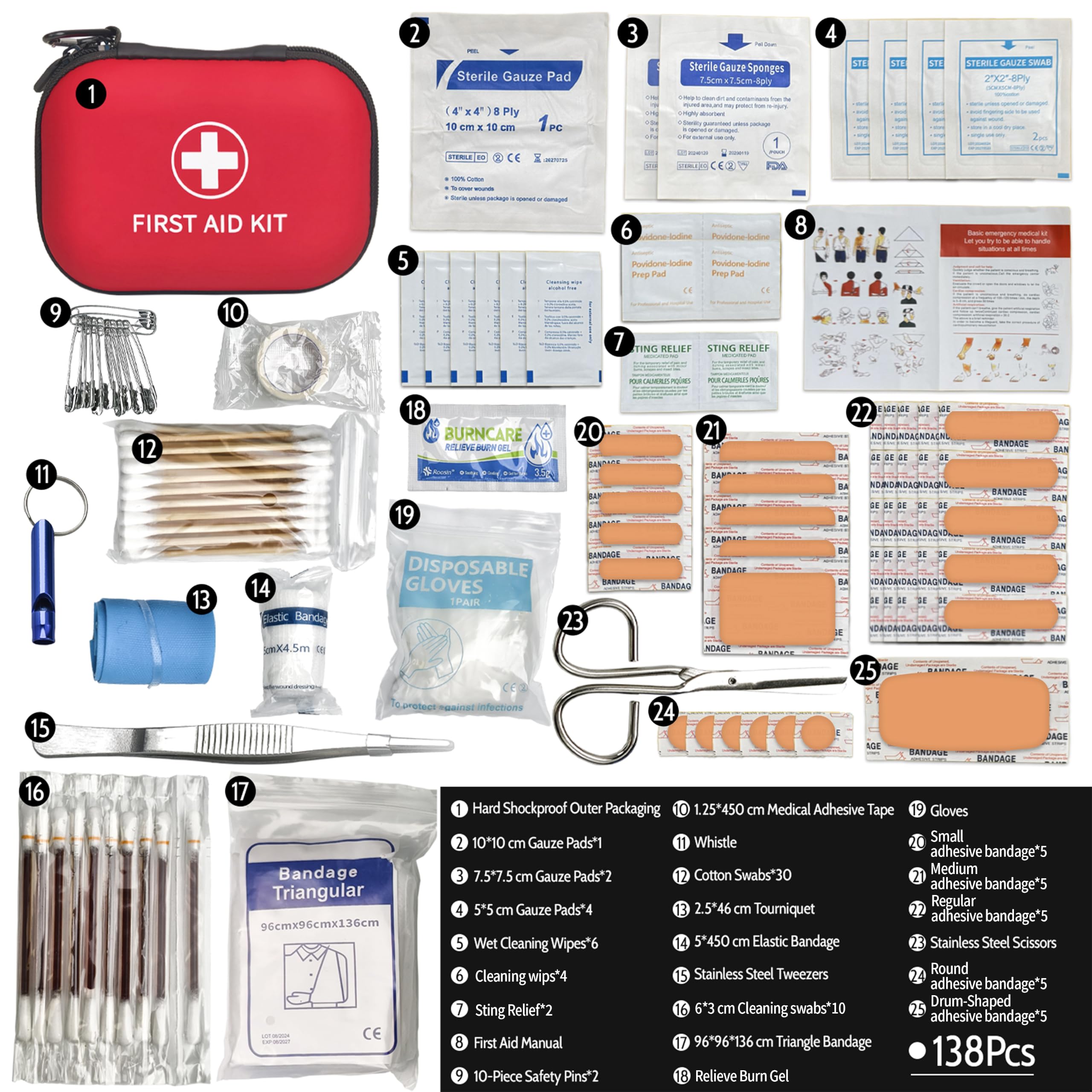 Prelady 138 Pcs Mini First Aid Kit Travel Size, TSA Approved Small First Aid Kit for Car, Hiking & Home, Compact Travel Medicine Kit, Med Kit — Amazon image 4