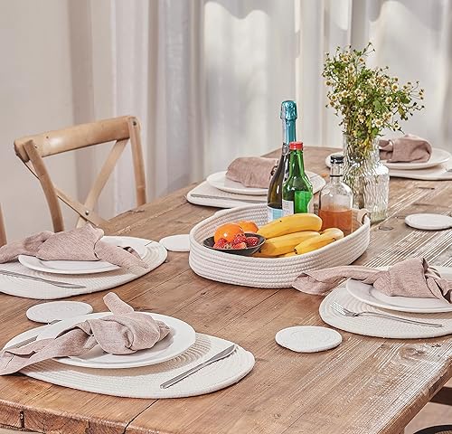 Miniatura 3 de Juego de 6 manteles individuales ovalados  Tejidos bohemios manteles para mesa de comedor para 6, decoración de cocina, accesorios de mesa rústicos