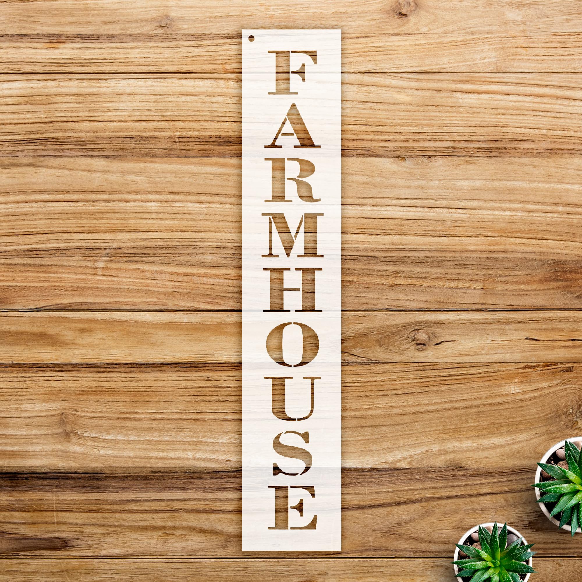 Farmhouse Word Stencil for Wood Signs and Crafts, Reusable Mylar Template, Vertical Design for DIY Home Decor Projects - Size A2 (4.5