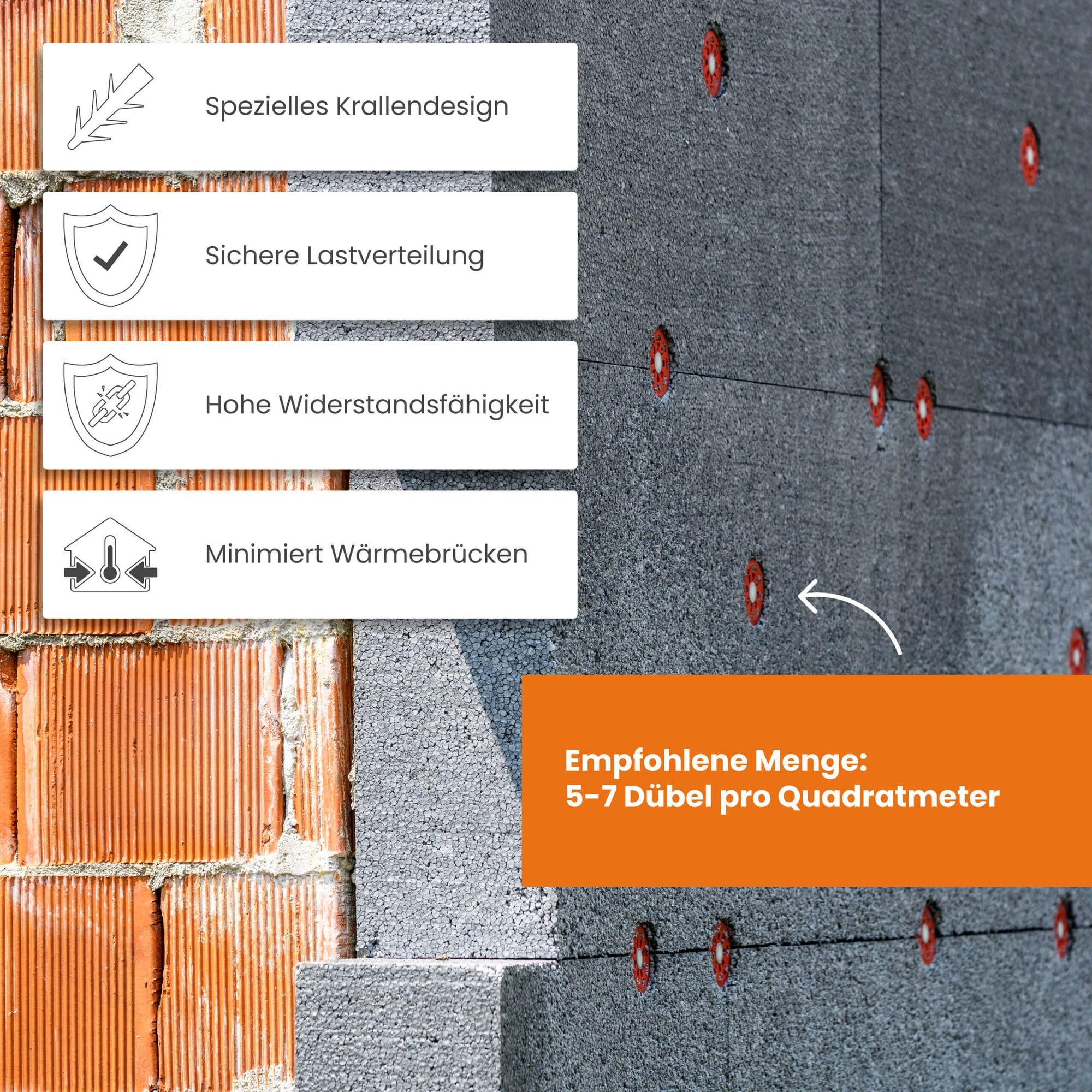 PROTEKTOR 200x Dämmstoffdübel mit Kunststoffnagel Ø10 x 240mm | Tellerdübel Set für WDVS und Fassadendämmung, ETA-zertifizierte Schlagdübel, Fassadendübel