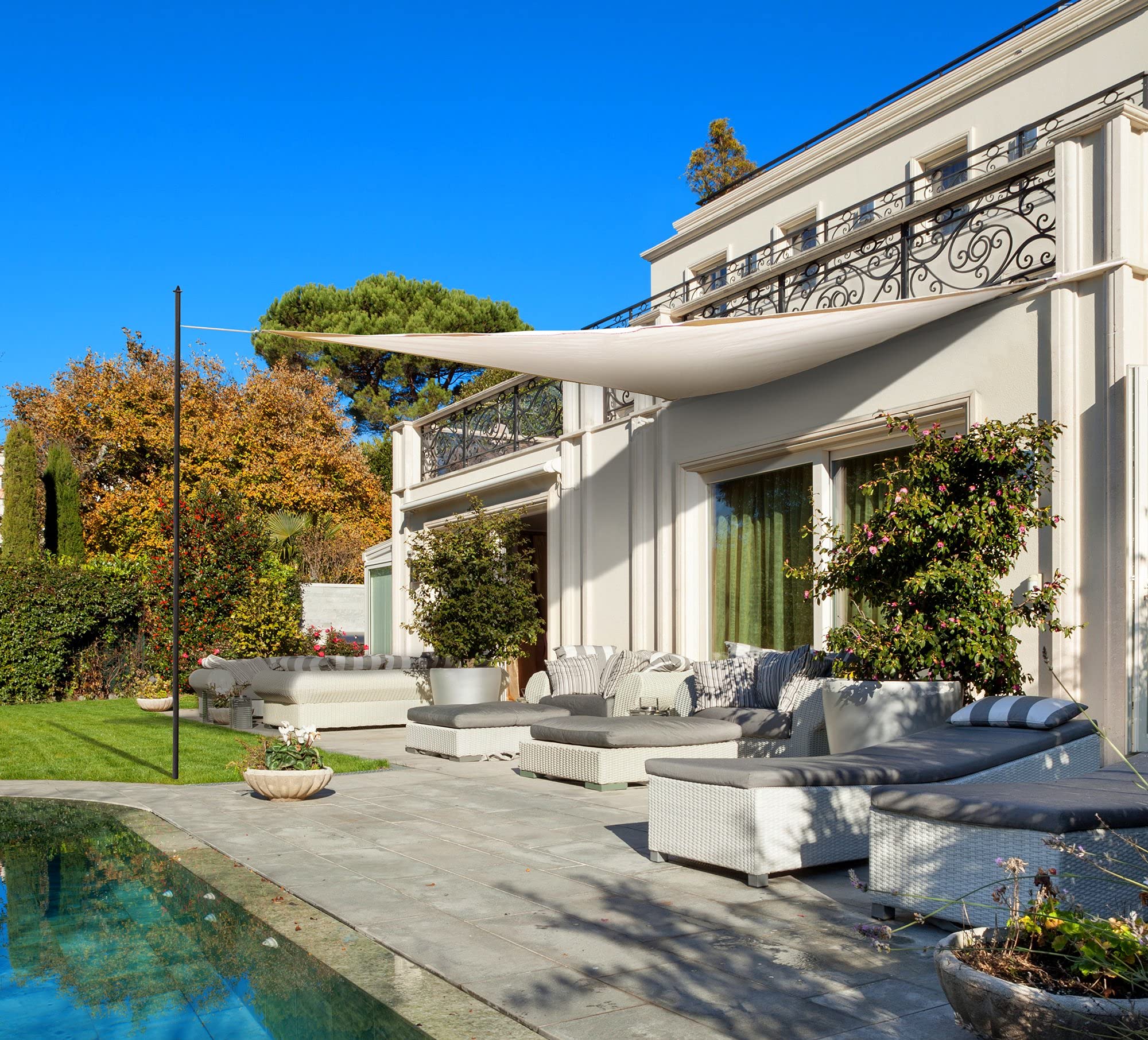 Tenda da Sole per Esterno Impermeabile Quadrata 3 x 3 m Vela Parasole con Occhielli per Giardino Piscina Balcone