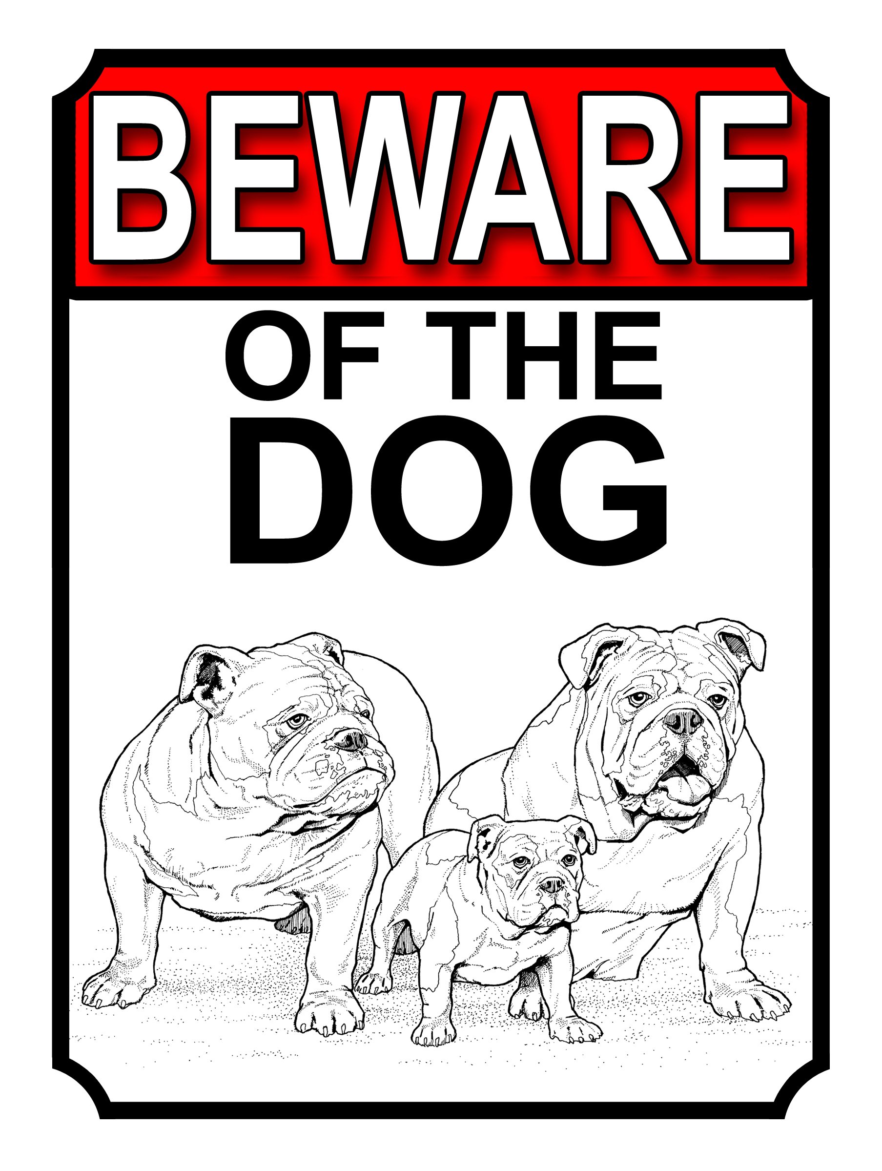 Shawprint BEWARE OF THE DOG METAL TIN GATE SIGN BRITISH BULLDOG THEME 200MM X 150MM (1552H1)