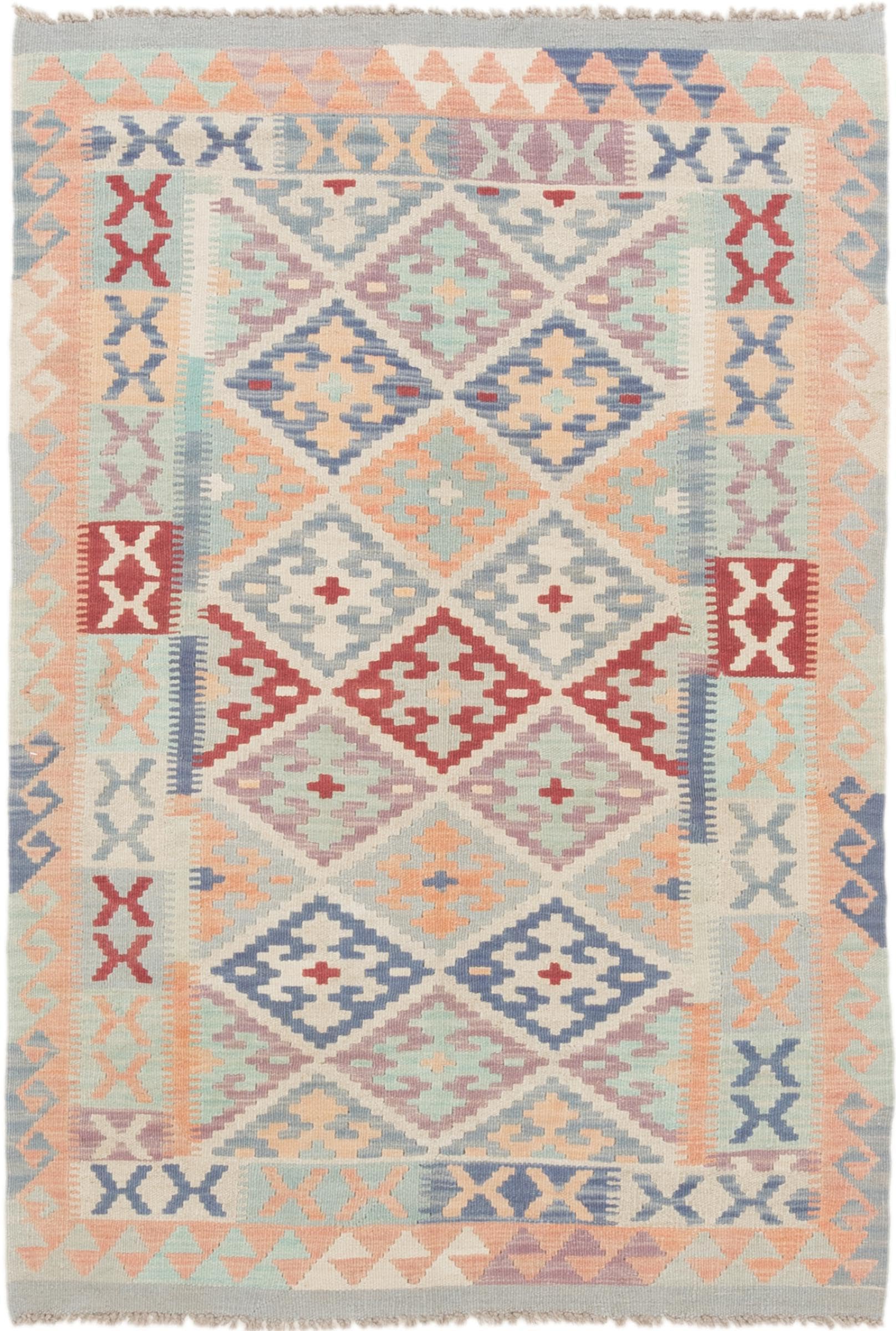Tapis Kilim Afghan 107x156 en laine fait main, tapis d'Orient traditionnel tissé plat
