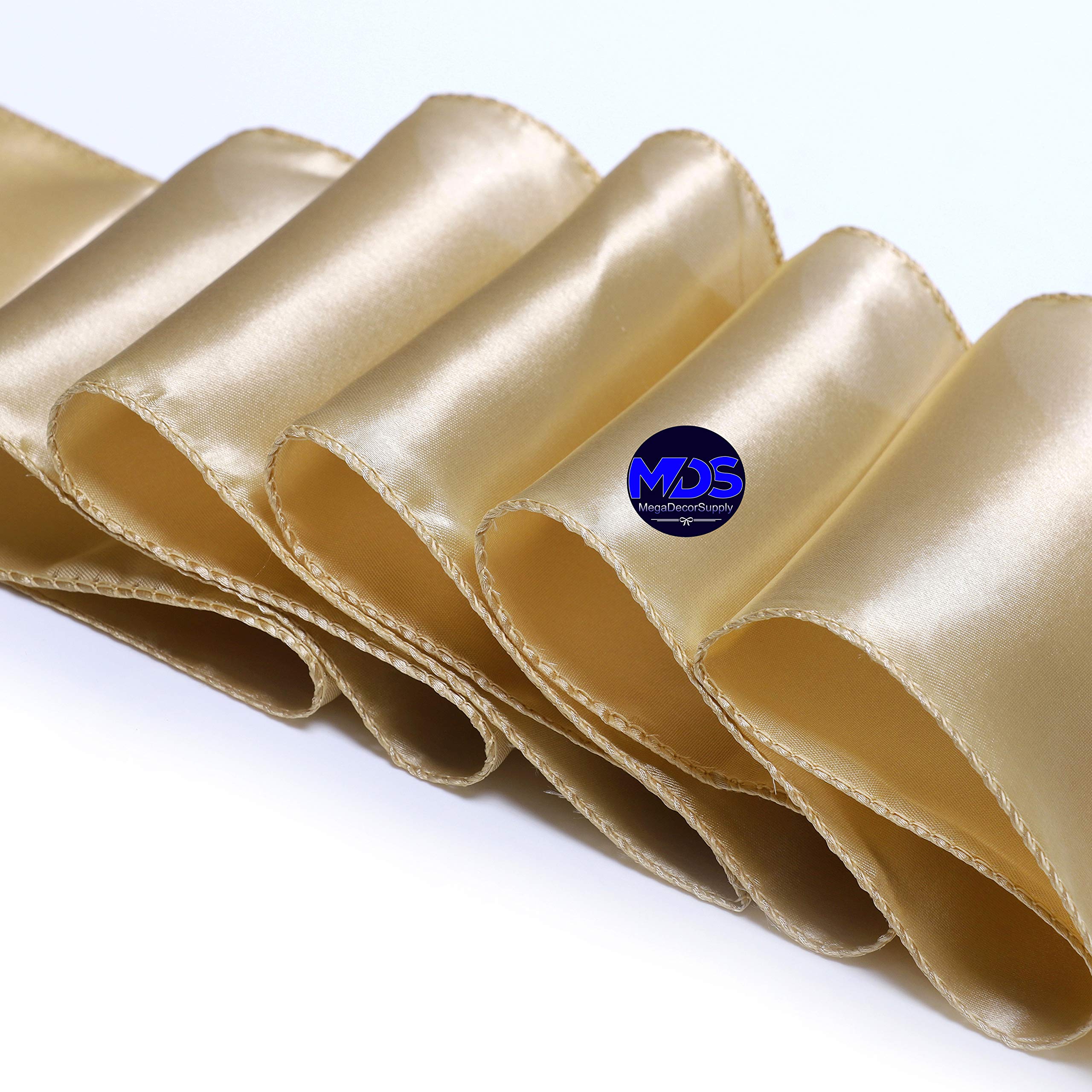 50 Stück Satin-Gold-Stuhlschärpen – Ca. 17,8x274,3 Cm, Waschbar, Für Hochzeiten, Partys & Weihnachtsdeko