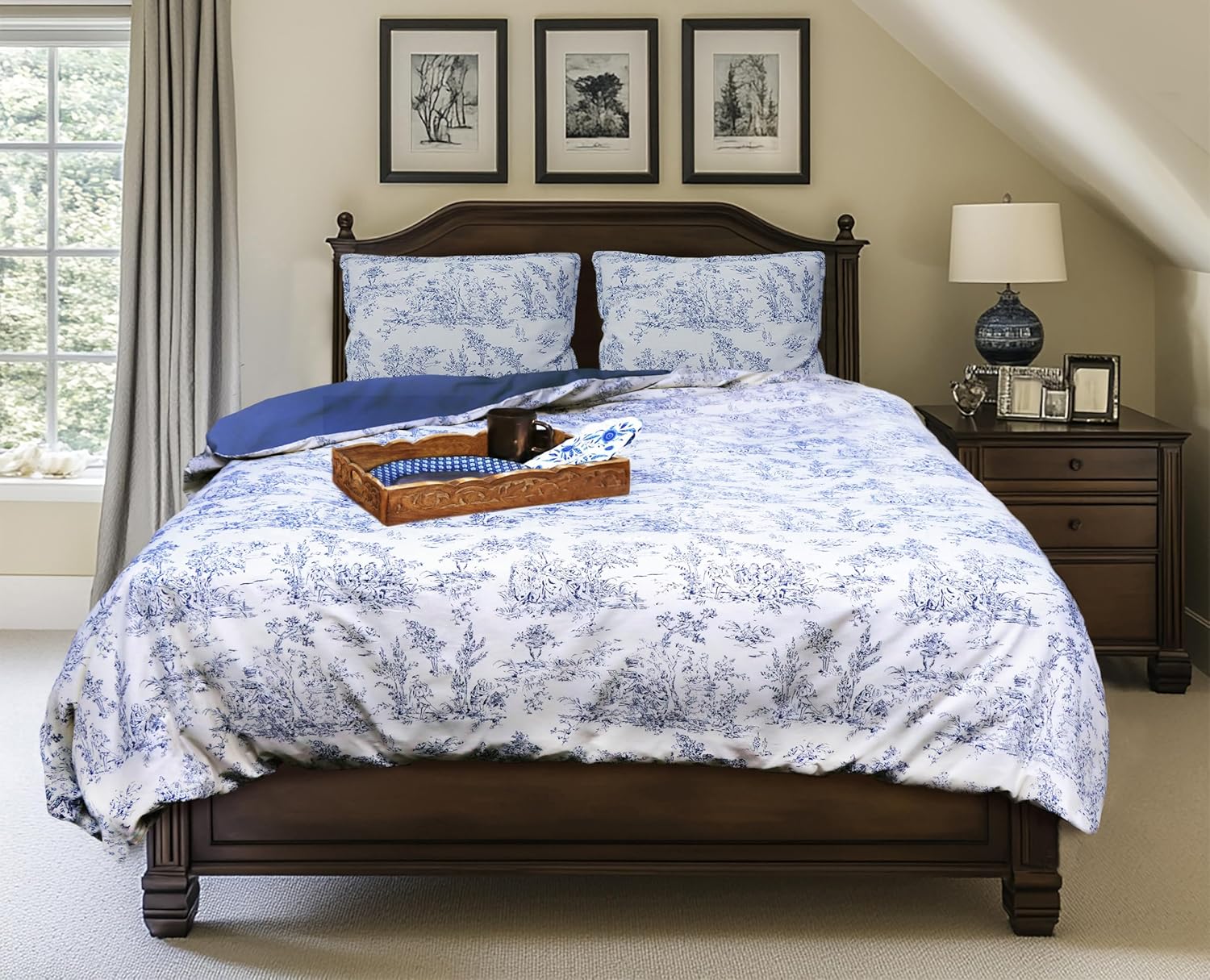 Hand Carved Wooden Serving Tray - Decorative Breakfast Tray with Handles - Rustic Wooden Food Tray with Intricate Detail - Unique Furnishing Accent - Natural Finish - 17 x 13 x 2.5 Inch - COTTON CRAFT - Image 6