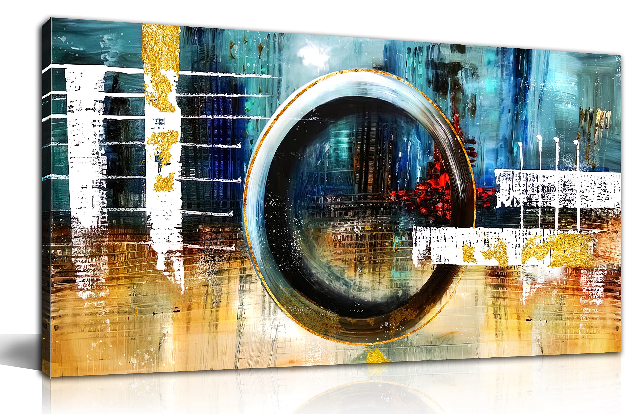 LAOTOART Abstract Canvas Wall-Art for Bedroom - Teal Wall Decor for Living Room - Abstract Art Wall Decor Ready to Hang Size 40" x 20"