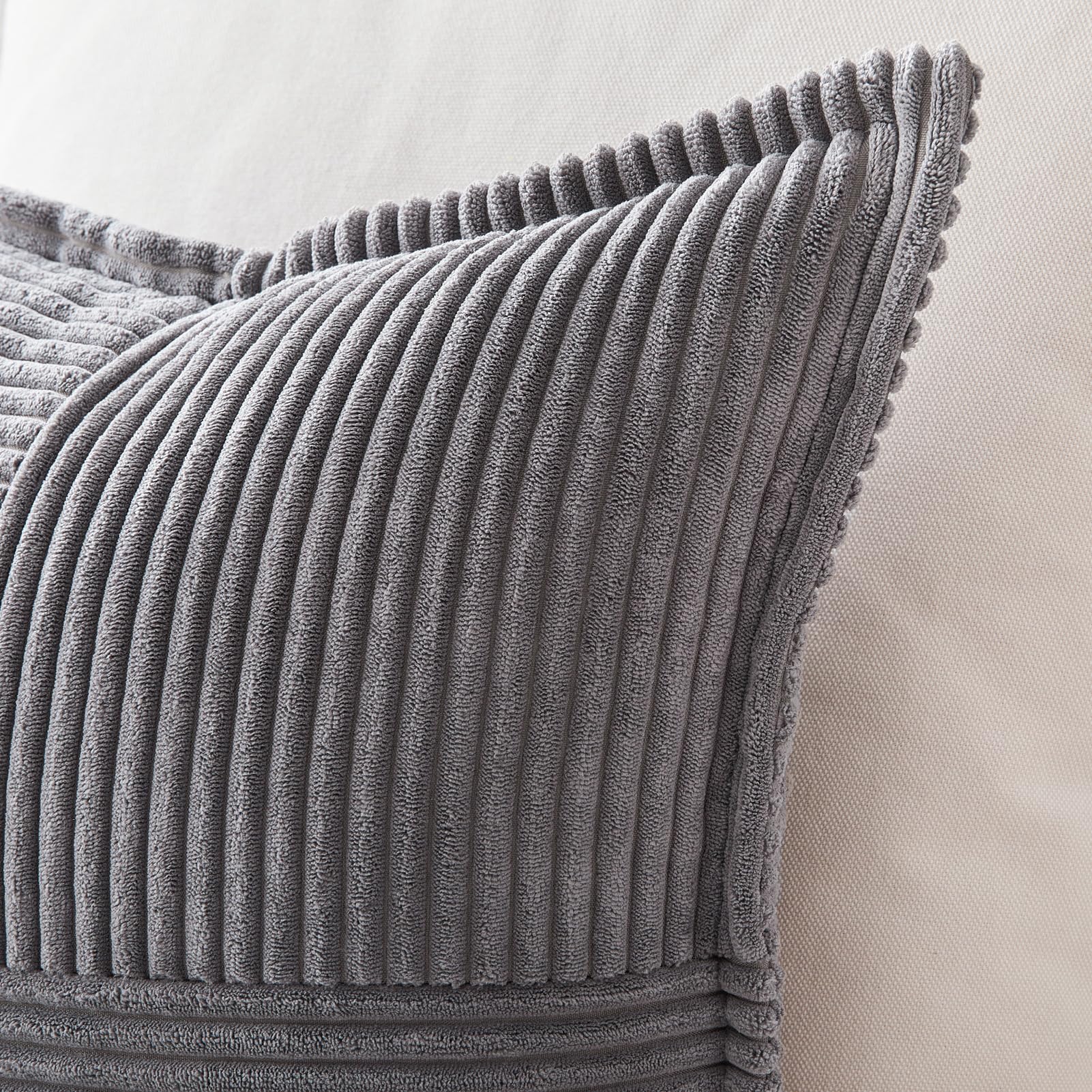 Topfinel Grey Cushion Covers 16 x 16 inches Dark Grey Room Decor Fluffy Cushion cover 40cm x 40cm Plain Scatter Cushions Modern Decoration for Livingroom ,Pack of 2 - Image 2