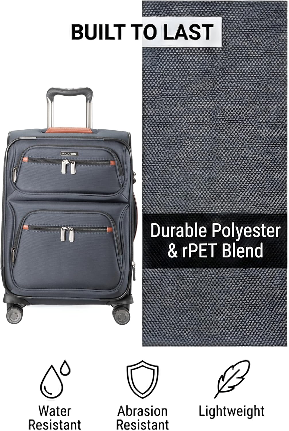 Ricardo Beverly Hills Montecito 3.0 Softside Luggage Collection – Expandable Suitcases with Wheels and TSA Lock, 25" Medium Check-in, Graphite