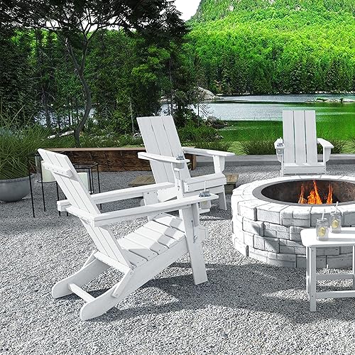 Miniatura 6 de RESINTEAK Silla plegable Adirondack con portavasos  Asiento cómodo extra ancho, muebles de patio para fogatas al aire libre, terraza y patio