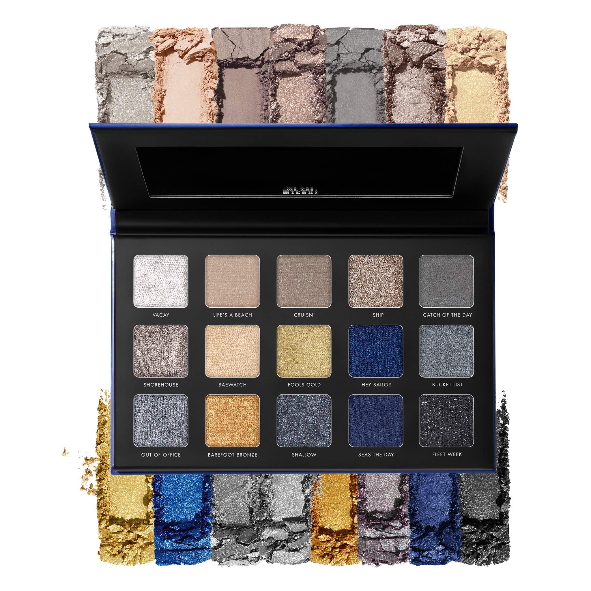 Milani Gilded Coast Eyeshadow Palette - 15 Colors Highly Pigmented Eyeshadow Makeup Kit