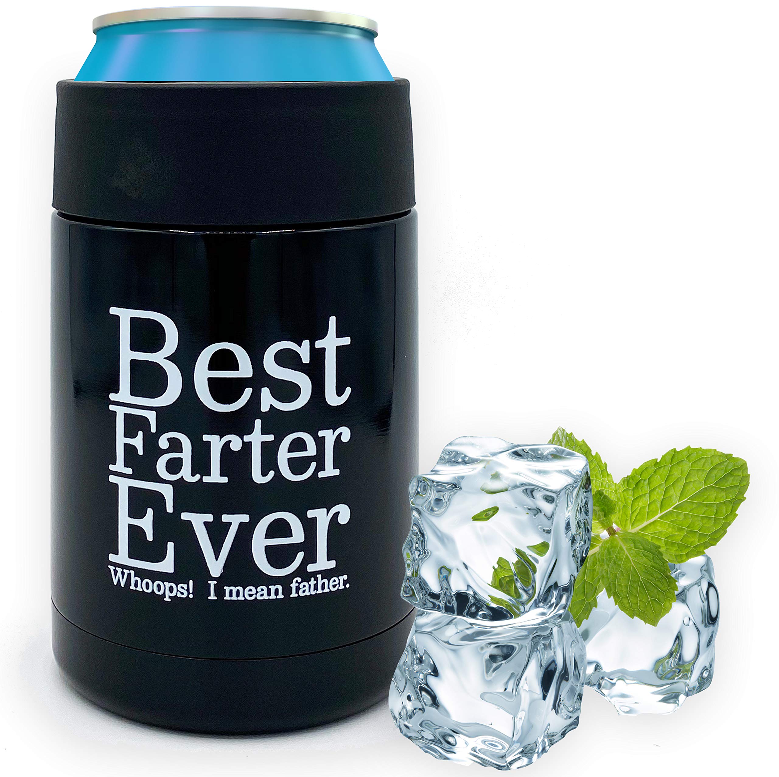 Beer Coozies for Cans - Best Farter Ever Beer Can Insulator | 12 oz Metal Can Coozie Insulated Can Cooler, Stainless Steel Drink Thermos Holder | Beverage Rambler Coolers, Fathers Day Coozy Gift Cozy