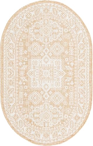 Miniatura 541 de Rugs.com Outdoor Aztec Collection Alfombra – 4 x 6 pies alfombra de tejido plano gris carbón perfecta para salas de estar, grandes comedores, planos