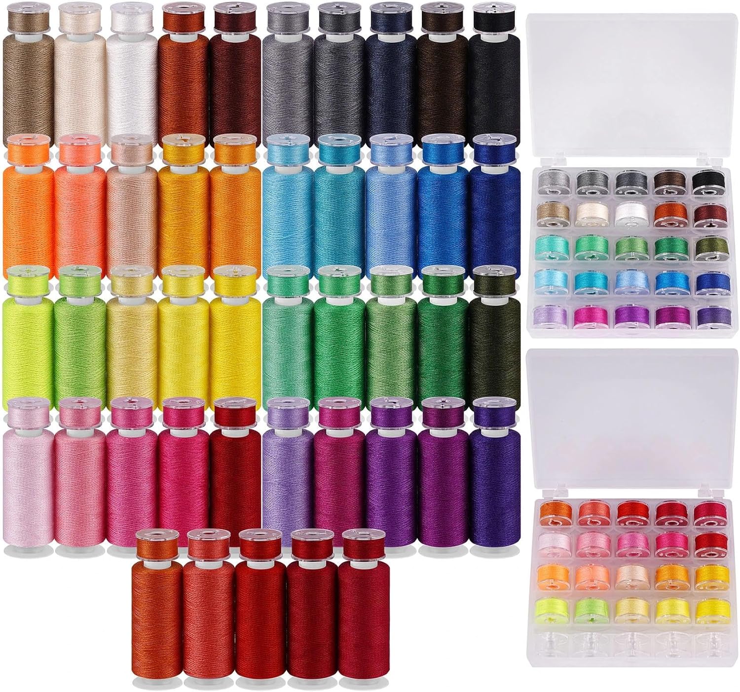 90 Pcs 45 Colors Sewing Thread &Prewound Bobbins Thread, 600yard Thread for Sewing Machine, Sewing Supplies, Polyester Sewing Machine Kit for Hand Sewing, Stitching, DIY