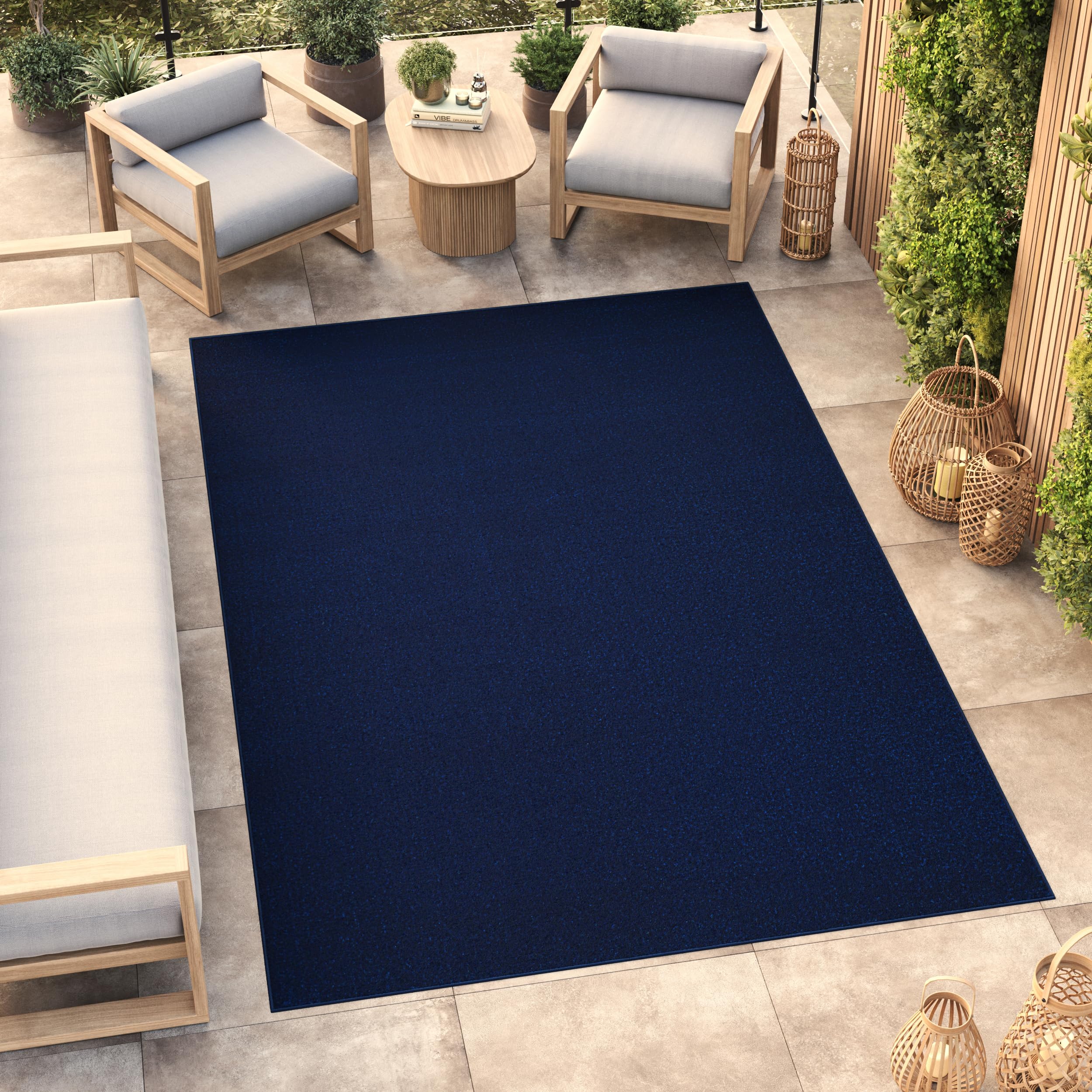 TAPISO Mono Tapis Poils Ras Design Moderne Bleu Marine Motif Uni Tapis Salon Chambre Adulte Salle à Manger Cuisine Résistant Doux Fin Oeko-TEX 160 x 220 cm
