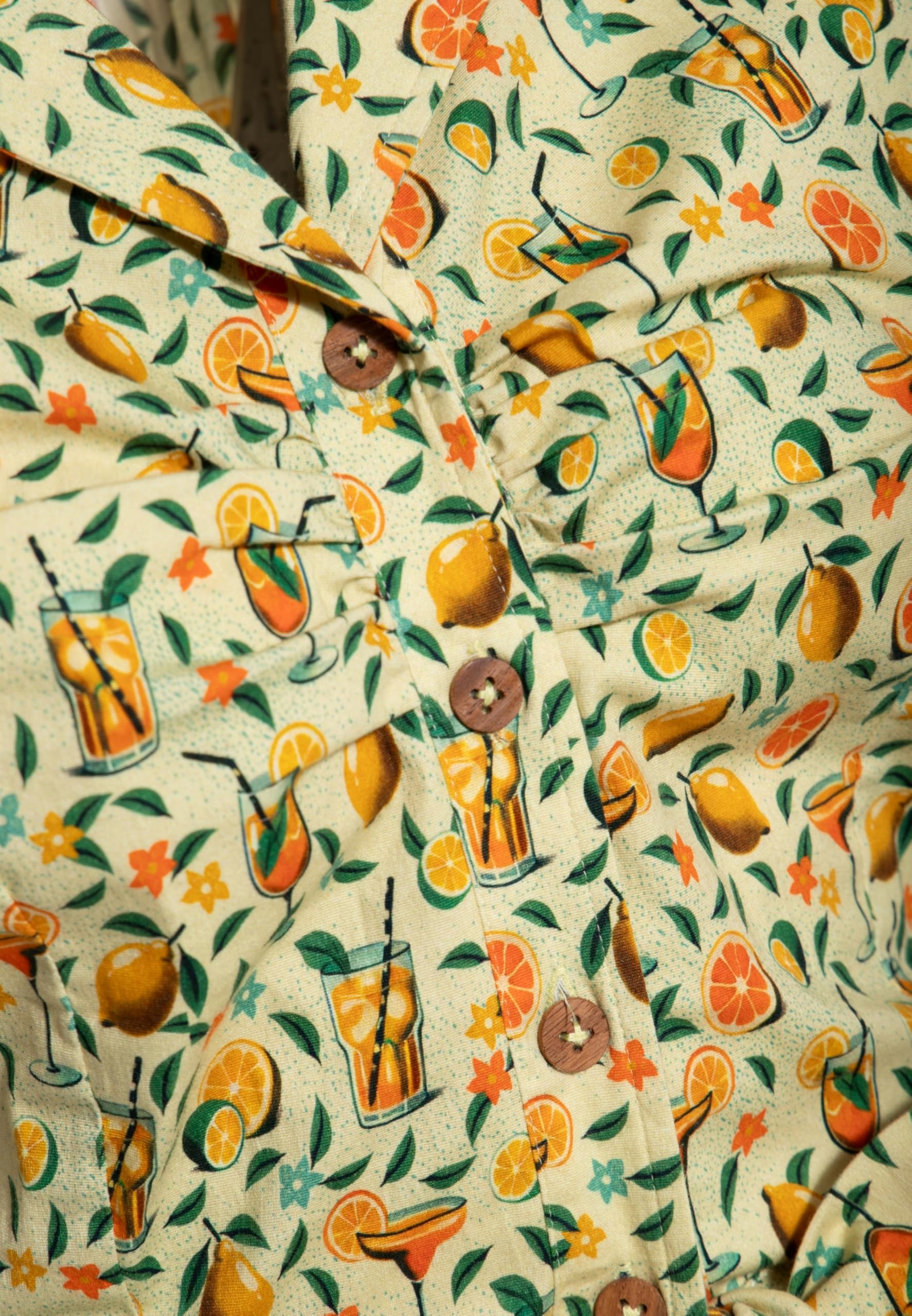 Queen Kerosin Damen Hawaiibluse Mit Bindeschleife Citrus Cocktails
