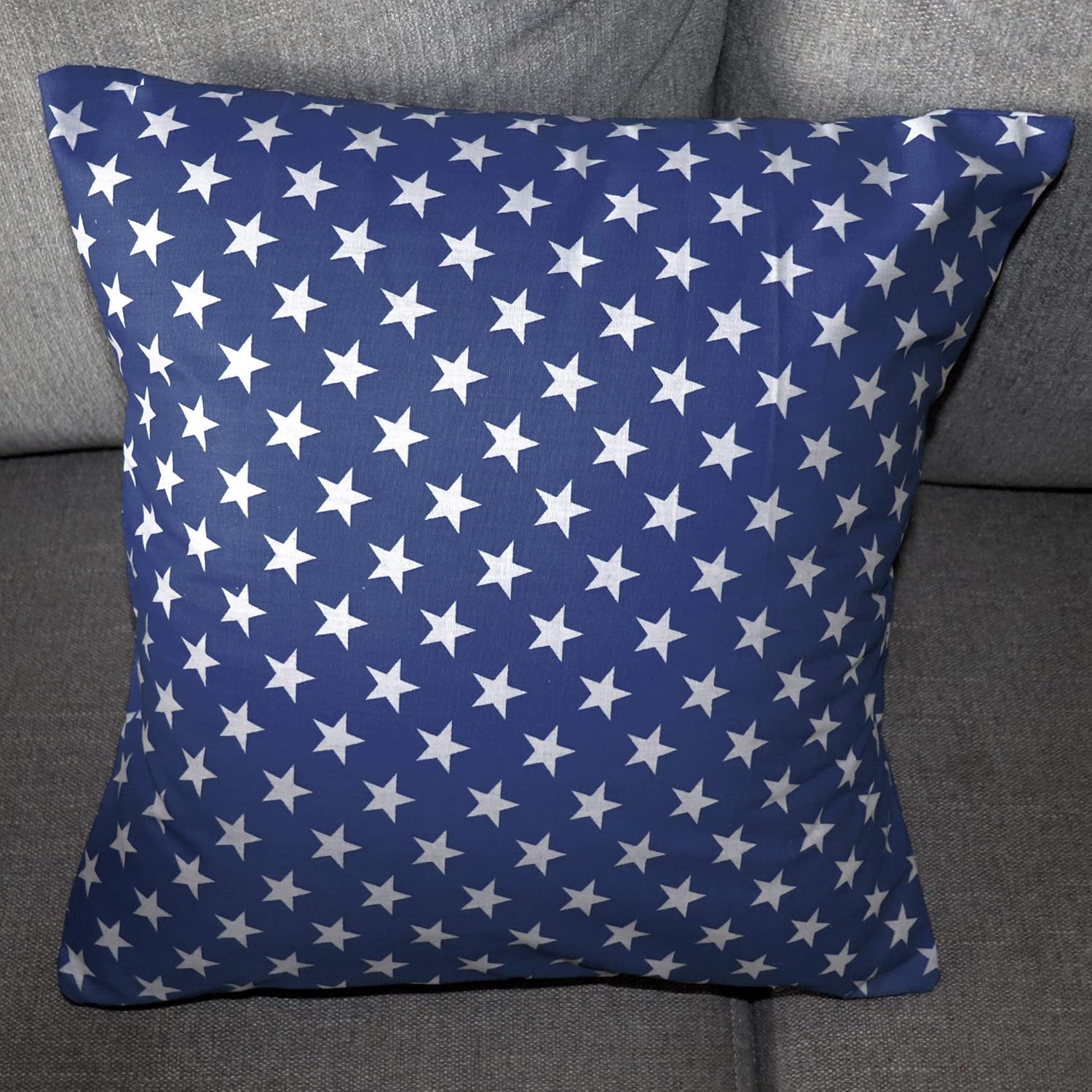 lovemyfabric Poly Cotton Stars Print Decorative Throw/Sham Pillow Cushion Cover for Holiday Decor, Bedroom, Sofa, Classroom, Living Room, Interior Design (26" x 26", Navy)