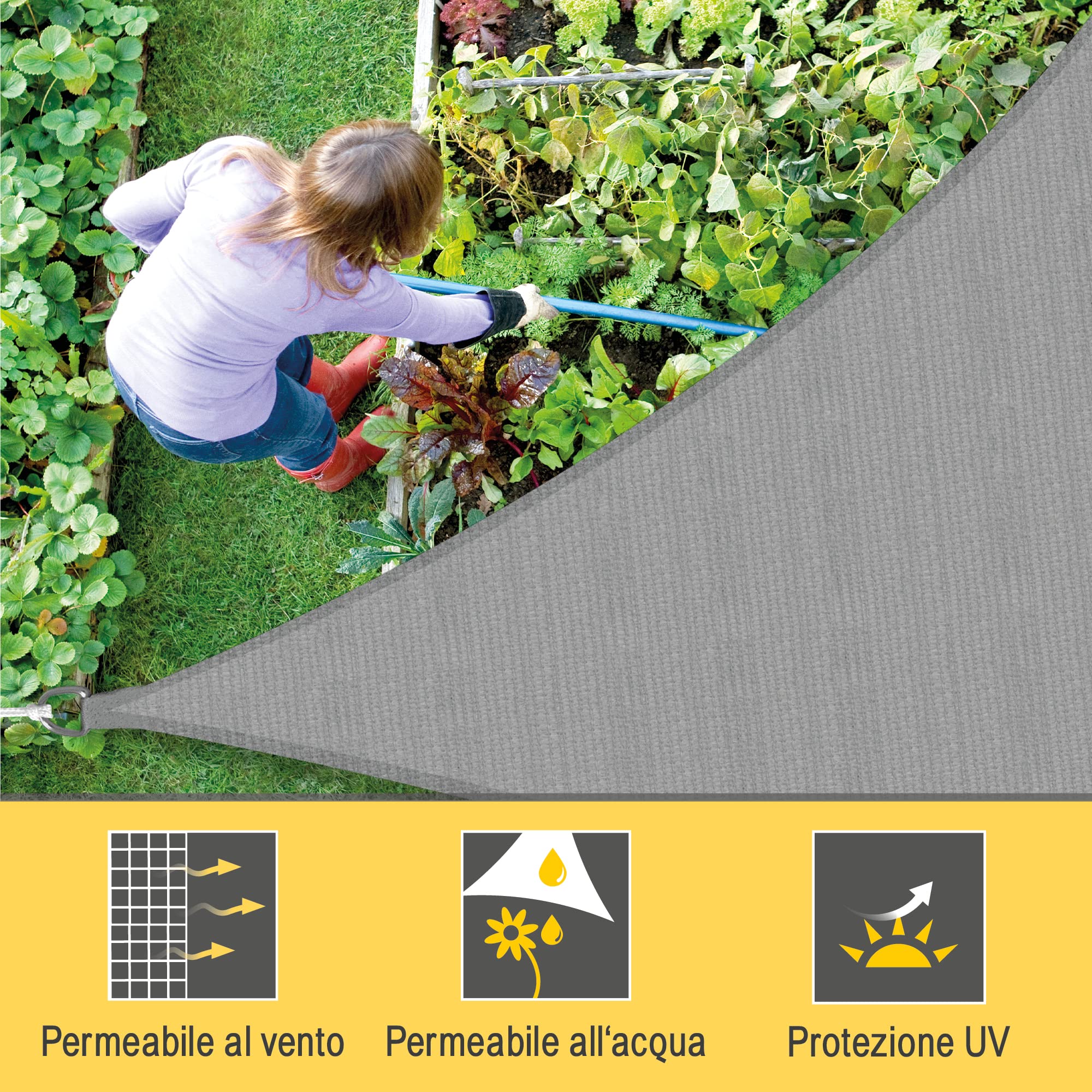Tenda Parasole Triangolare 3x3x3 M – UPF 50+, Impermeabile, Traspirante, Con Occhielli In Acciaio E Corde Da 2,3 M – Grigio Scuro
