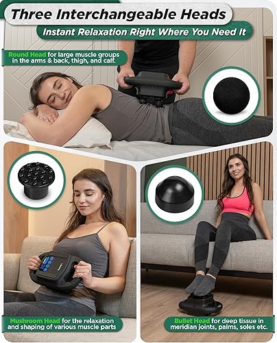 Miniatura 6 de Lunix LX25 - Pistola de masaje de tejido profundo de 4 cabezas con luz roja e infrarroja cercana (660 nm y 850 nm), masajeador muscular