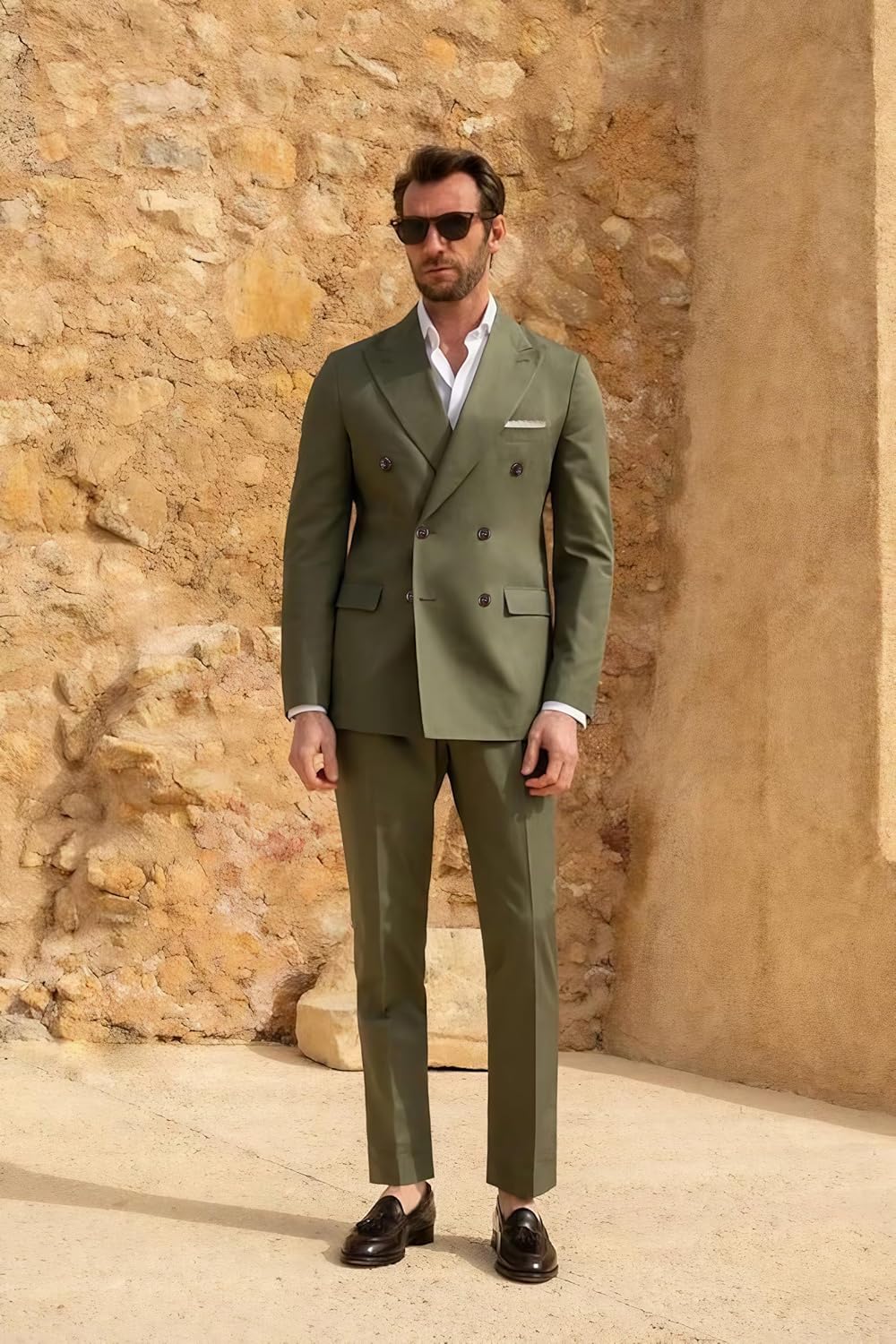 Mens Suit Slim Fit Formal 2 Piece Double Breasted Suit Men Business Tuxedo Set Wedding Prom Groom Suits - Image 4