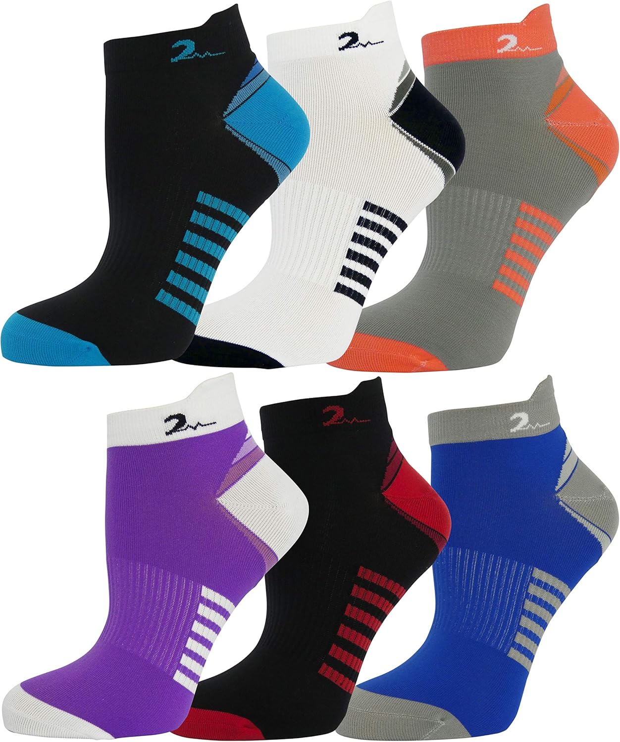 6 Pair Graduated Compression Socks for Men and Women (Ankle Compression Socks, One Size Fits Most)