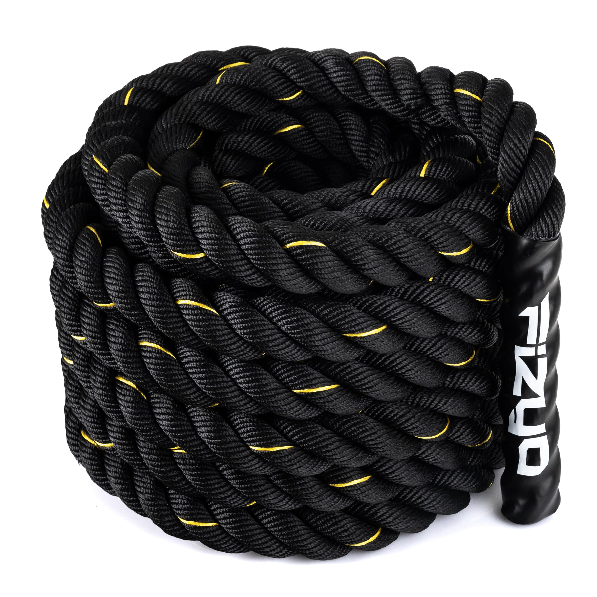 FIZYO Battle Rope – Corda da Allenamento Robusta per Functional Training, Cross Training, Forza e Resistenza – Diametro 3,8 cm, Costruzione a 3 Fili – Home Gym & Outdoor (9m)
