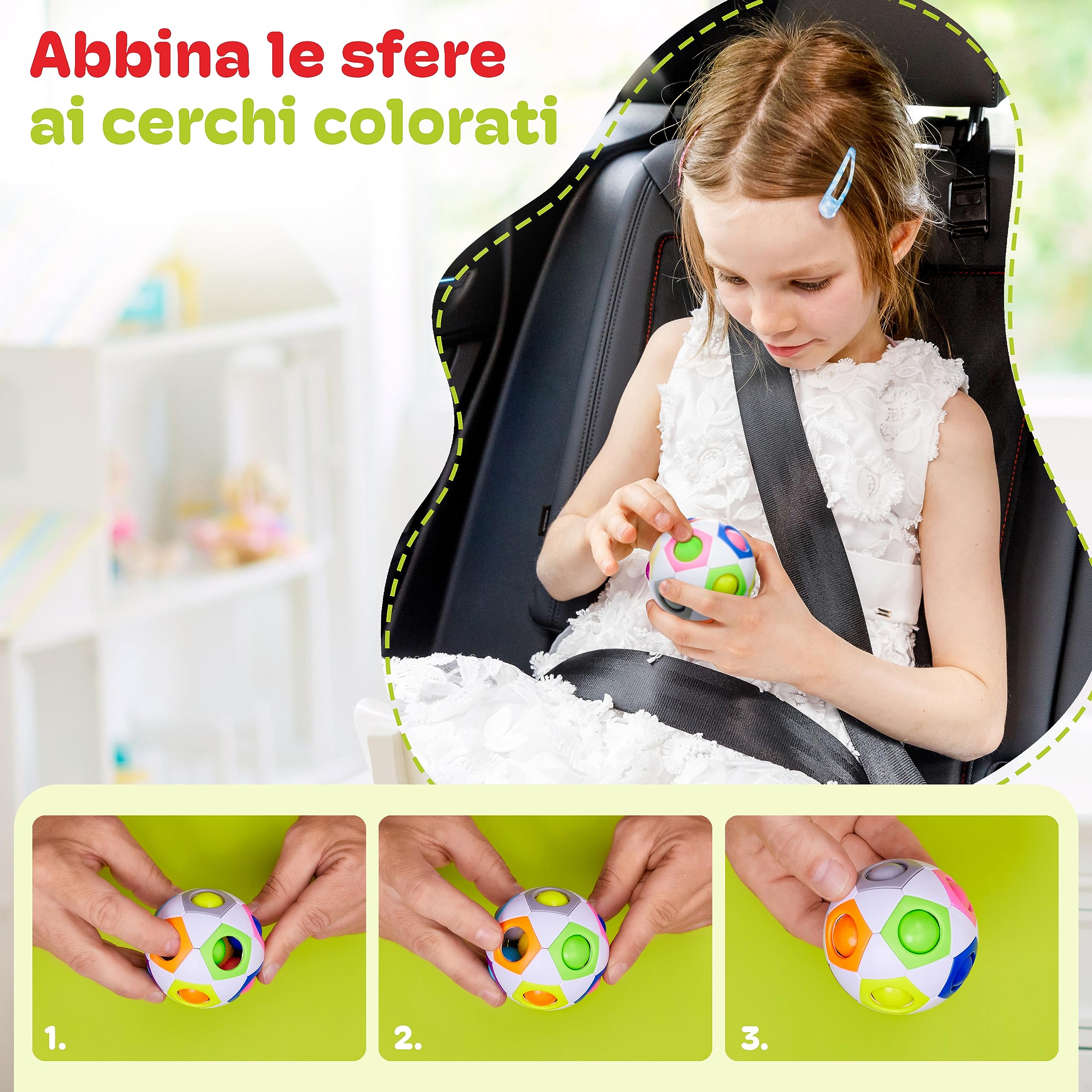 CUBIDI® Magic Rainbow Ball FOOTBAL I Giocattoli per lo sviluppo di Abilità I Palla Magica I Puzzle 3D per bambini e bambine a partire da 6 anni - Rompicapo e Palla Antistress per Bambini e Adulti
