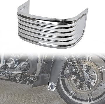 Front Fender Skirt Trim for Harley-Davidson, Chrome Steel Front Ribbed Decorative Protector Trim Accent for Electra Glide Road King Tri Glide Ultra Classic Limited Low 2014-2024 Accessories