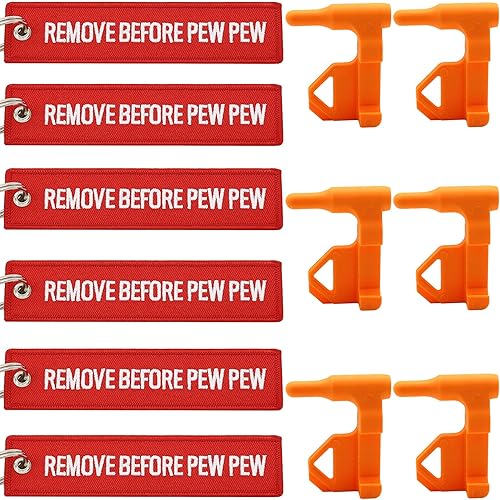 Ficero Chamber Safety Flag for Rifle Handguns Shotgun Pistol, 6 Chamber Safety Flags with 6 Bright Red Tags, Universal Compatibility