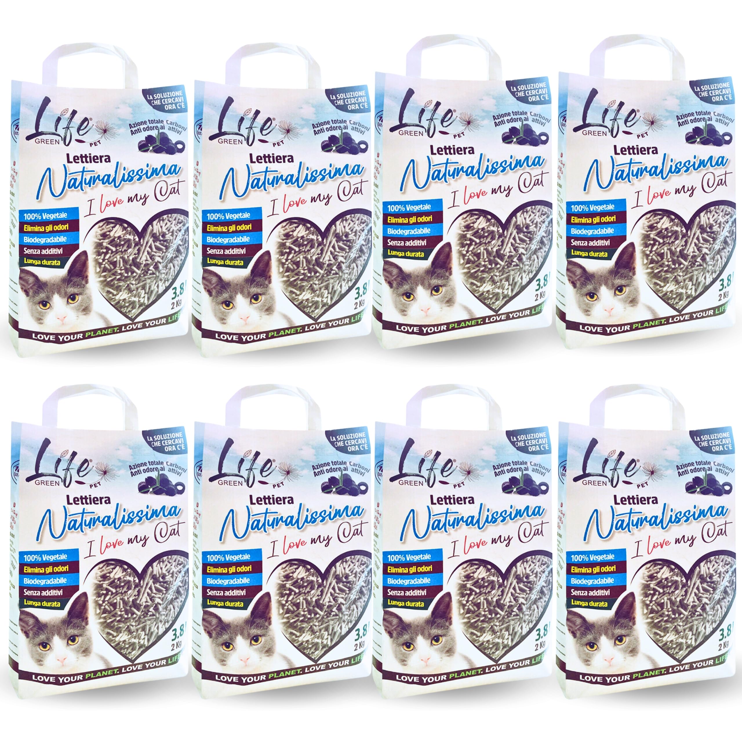 LifeGreen Arena Natural para Gatos, 16 kg, carbón Activo, con Fibra de Guisante y almidón de maíz, Vegetal, Biodegradable, aglutinante, Elimina olores