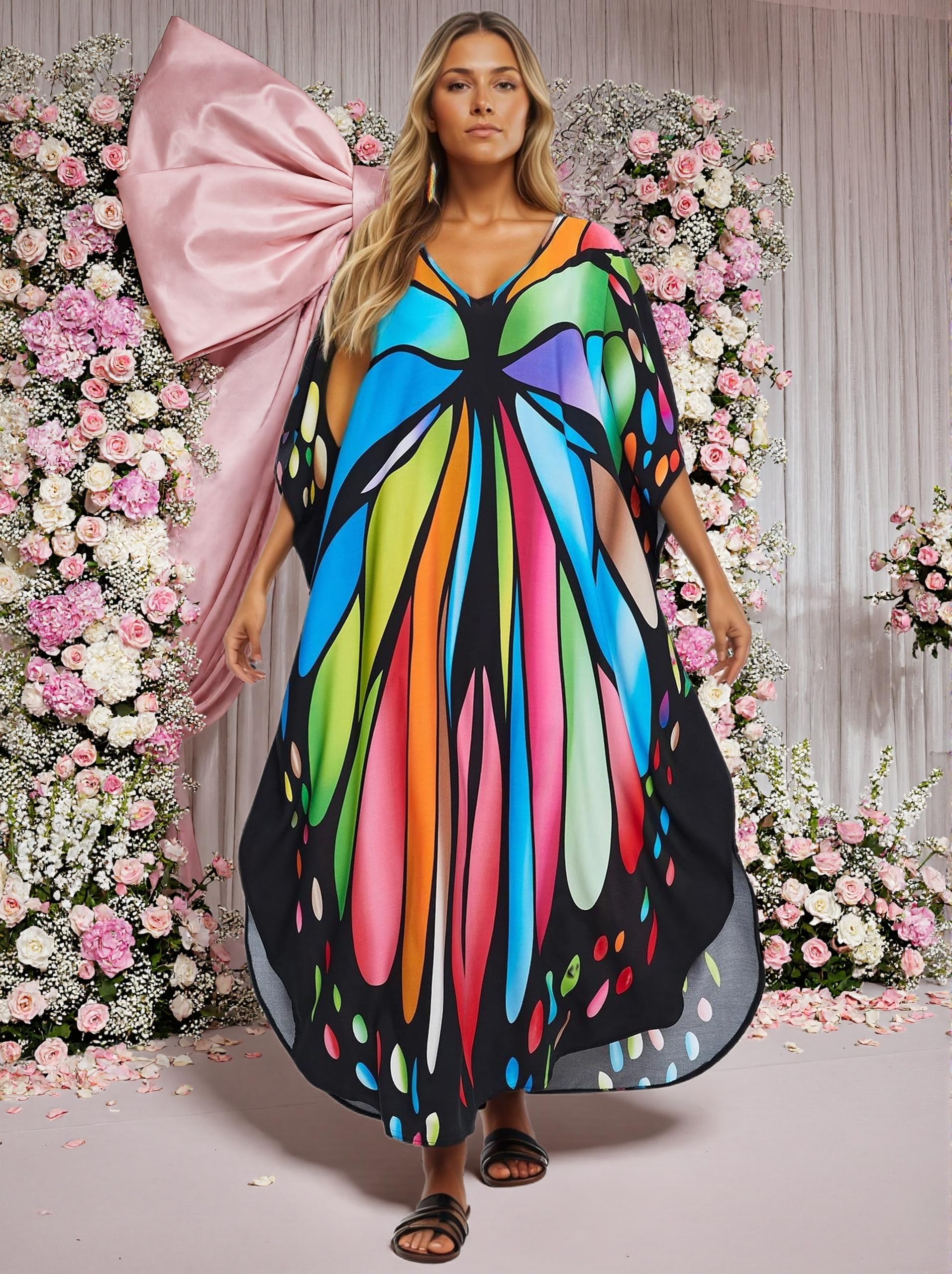 Vestidos caftán de talla grande, caftanes para mujer, talla única, US S-4XL