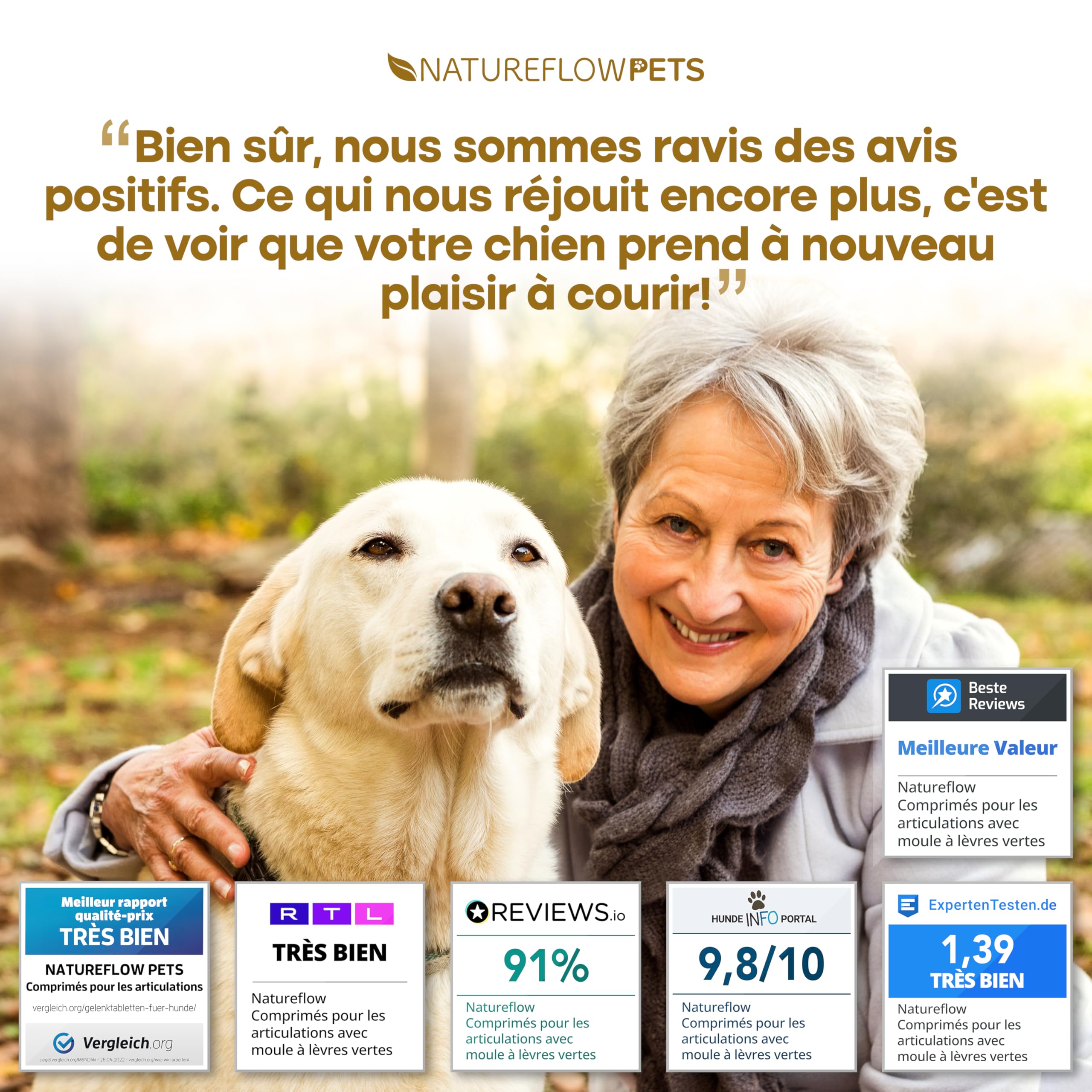 Comprimés Anti Arthrose Chien Senior & Sport | Articulations, Mobilité – Moule Verte, Harpagophytum, Glucosamine, Chondroïtine, MSM – 100 Comprimés Sécables (6 Mois <20 kg) [172 Z]