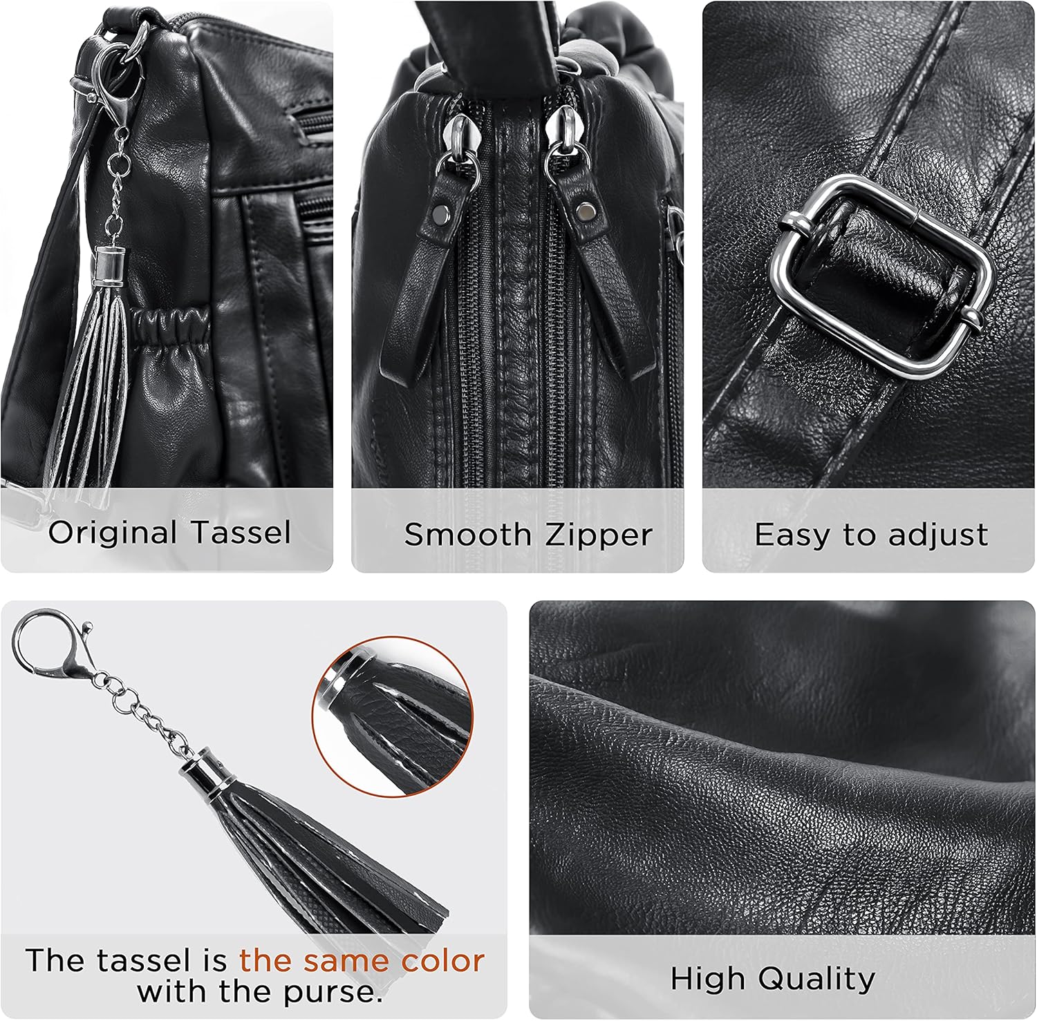 VOLGANIK ROCK Crossbody Bag for Women with Tassel Ladies Soft PU leather Purses and Handbag Pocketbooks - Image 5