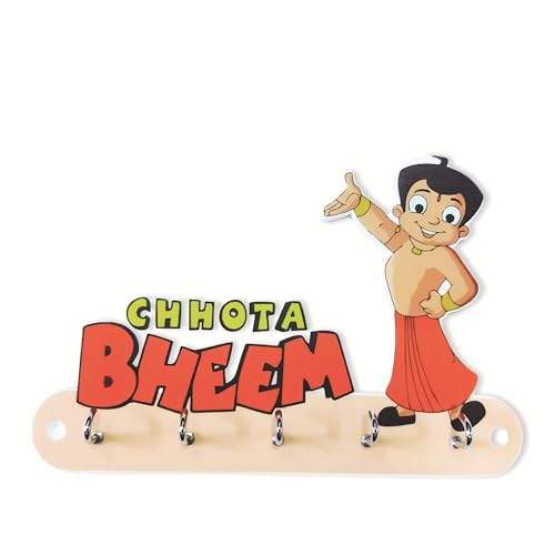 Image of KNP Art Acrylic Key Holders, Premium HD UV Printed, Multipurpose Key Stand for Home, Office Decor, Weather Proof, Anti-Rust, Wall Mounted Key Holder, Cartoon Theme, (Chhota Bheem)