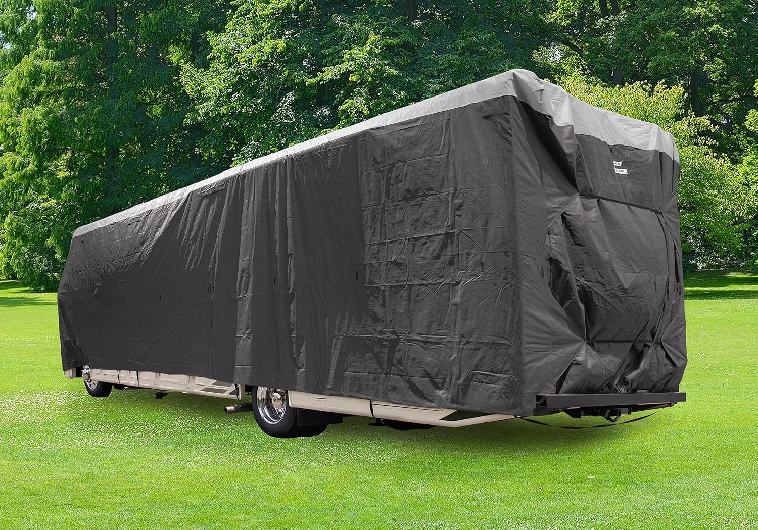 Camco ULTRAGuard 28 to 30-Ft Travel Trailer/Class A RV Cover - Features Zipper Entry Doors & Covered Air Vents - Crafted of Spunbond Polypropylene - Storage Bag for RV Storage & Organization (45731)