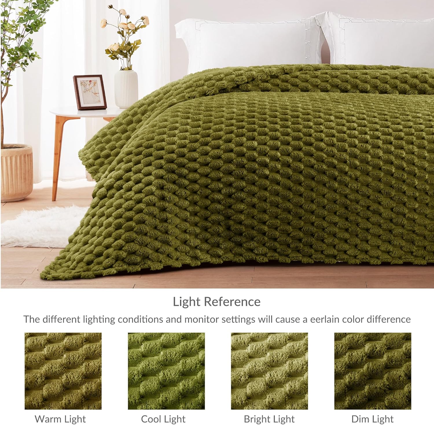 Whale Flotilla Throw Blanket for Couch with Jacquard Pattern, Fuzzy Soft Cozy Exquisite Blankets for All Season, Warm and Fluffy, 50x60 Inch, Olive - Image 6